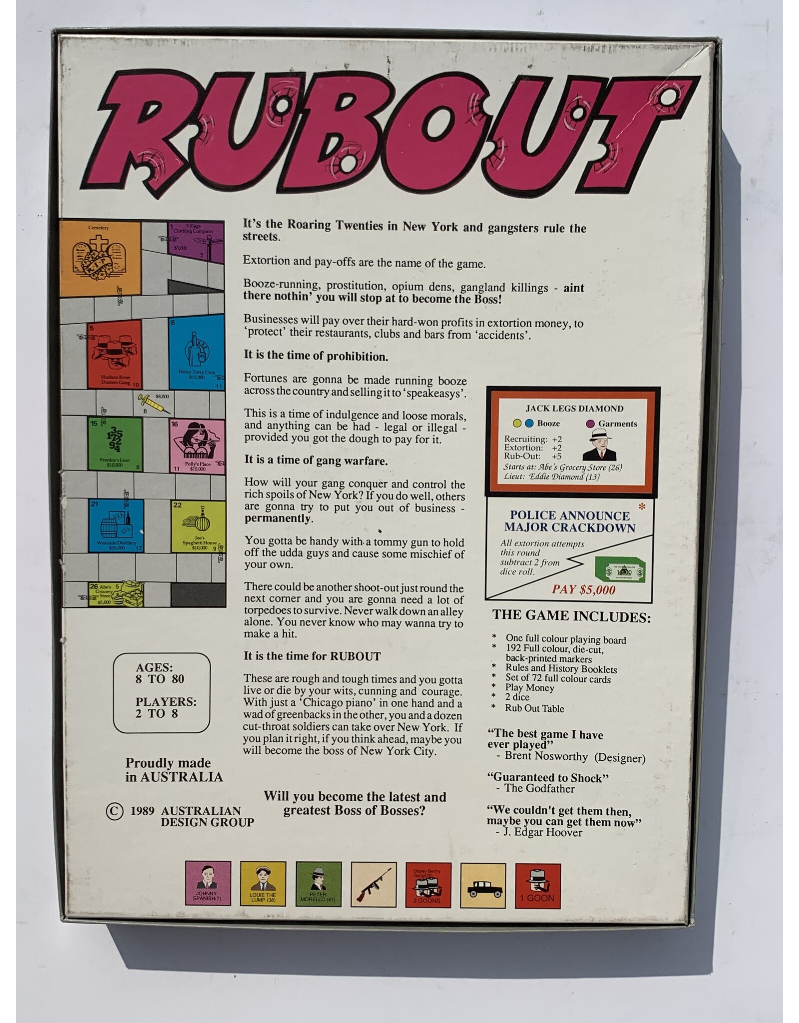 Rubout Used Board Game (1989) (unpunched)