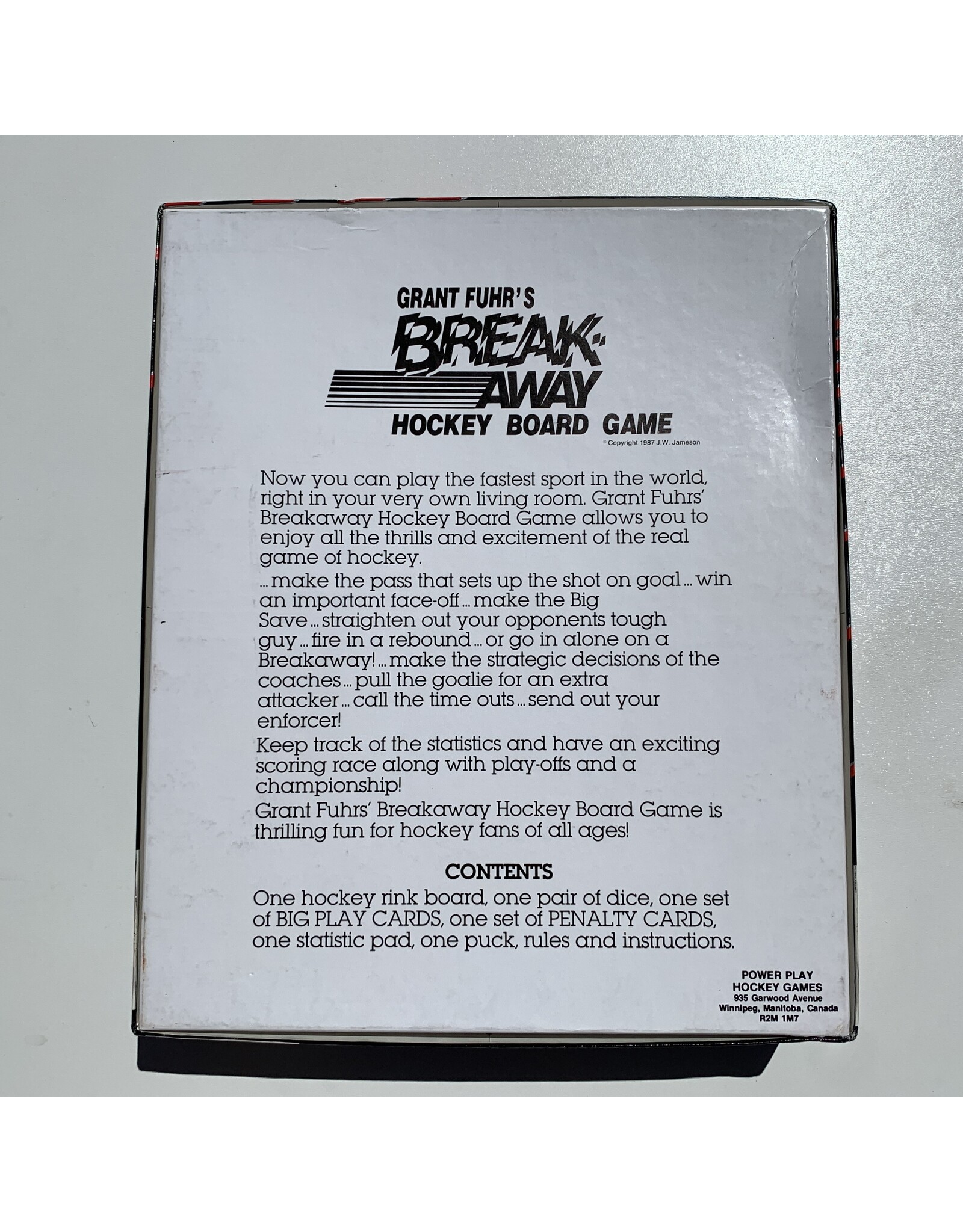 Grant Fuhr's Break Away Hockey Game Used Board Game (1987)