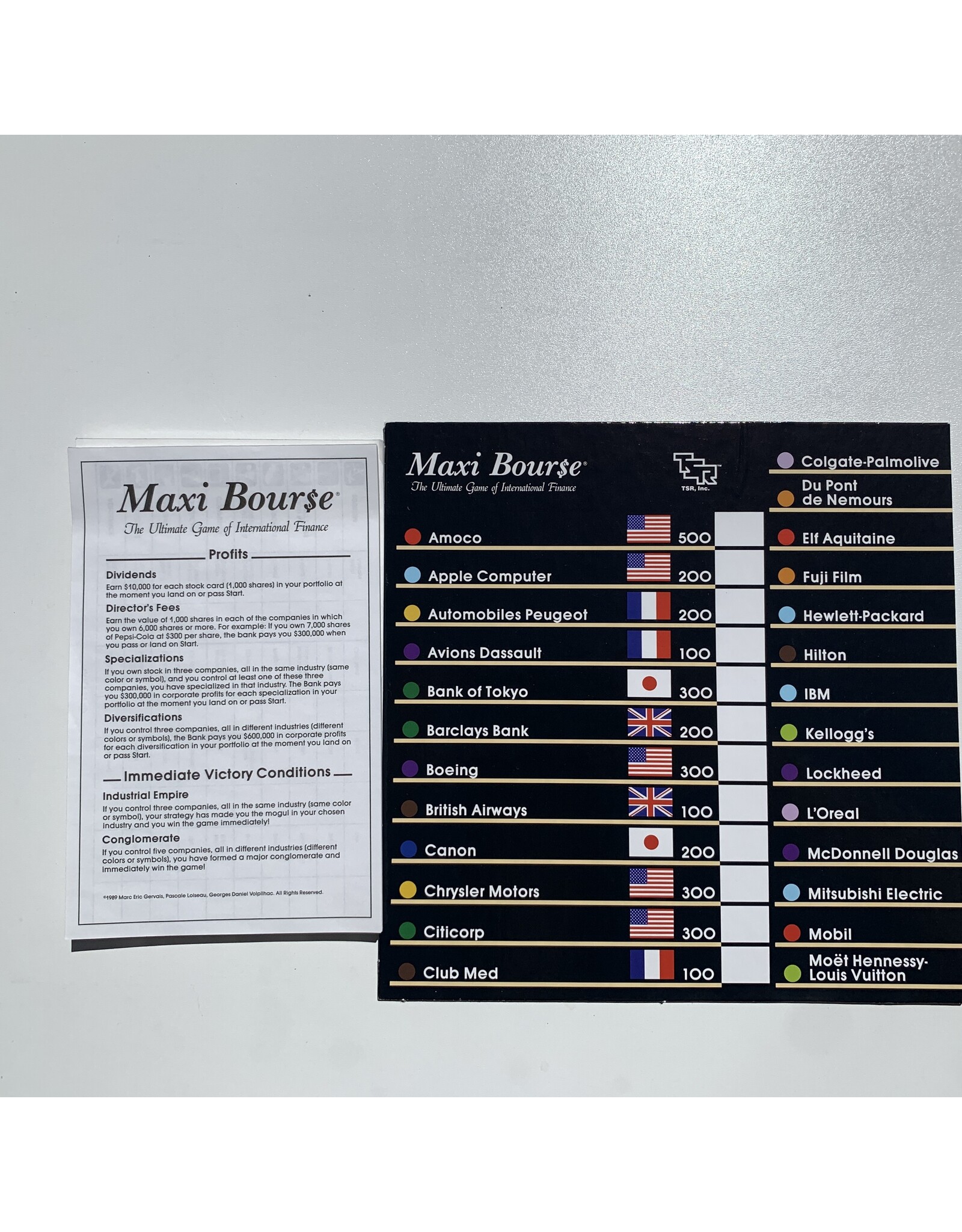 TSR Maxi Bour$e (1987) (used) (Missing Rule Book)