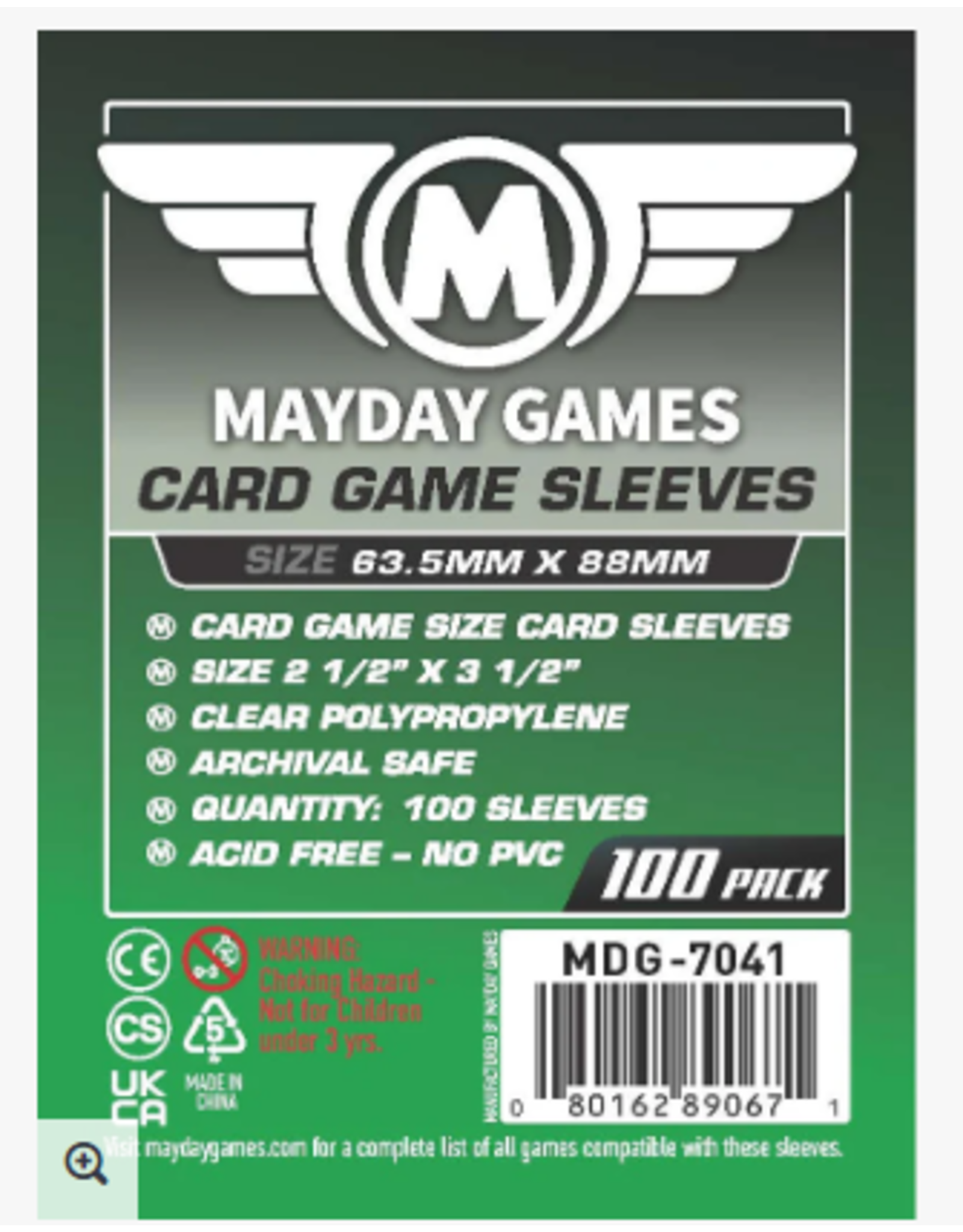 Mayday Games Standard Card Game Card Sleeves 100 pack (63.5x88mm)  MDG-7041