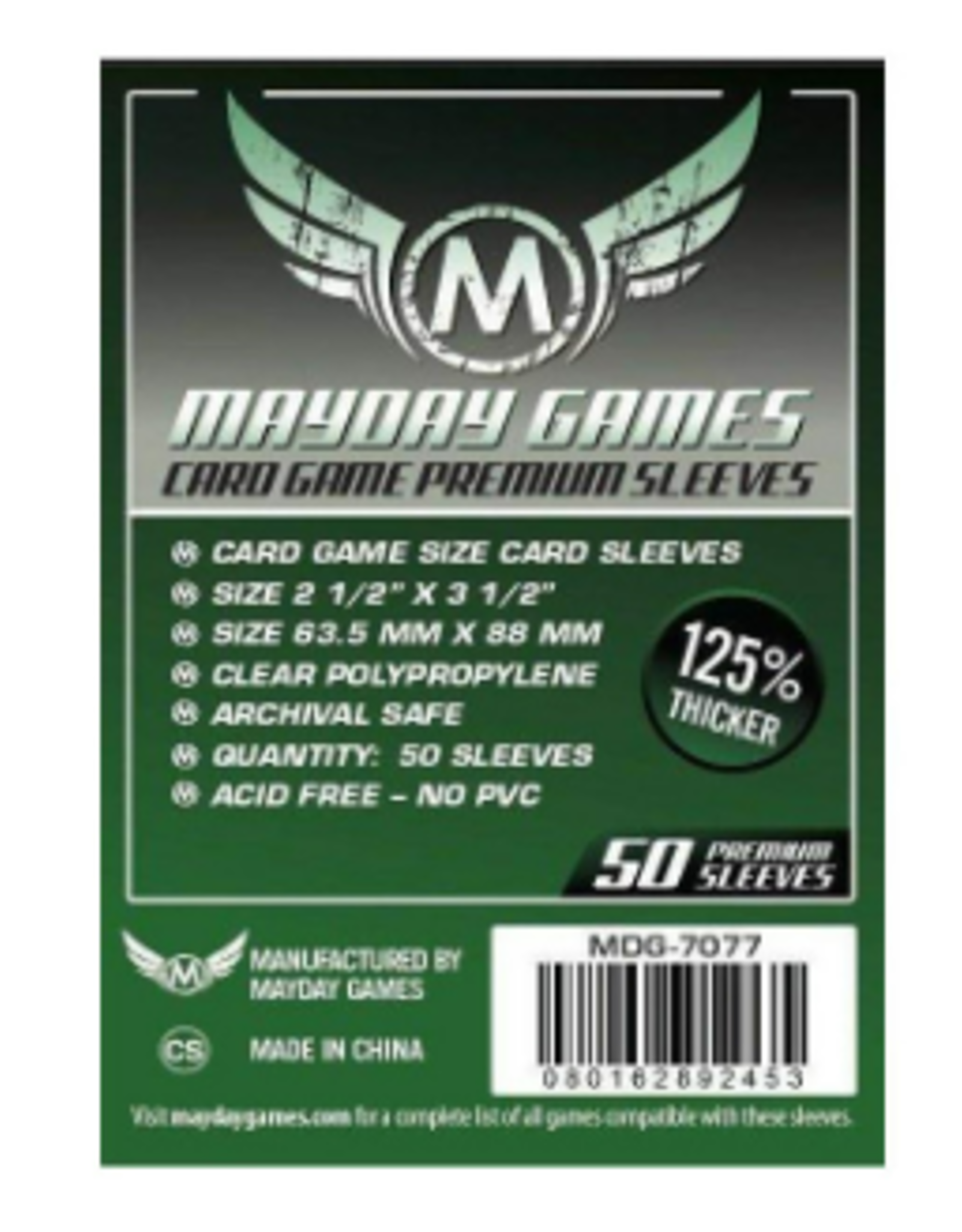 Mayday Games Card Game Card Sleeves (63.5x88mm)	Premium 50 pack MDG-7077