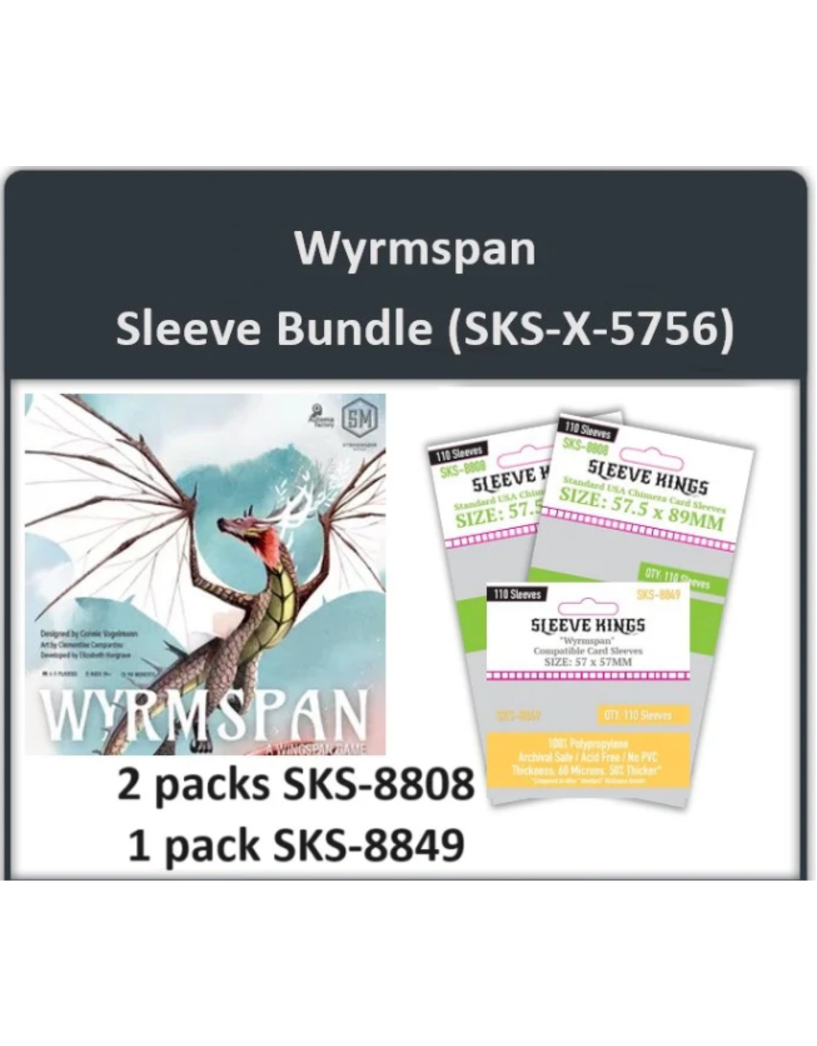 Sleeve King "Wyrmspan" Compatible Card Sleeve Bundle (8808 x 2, 8849 x 1)