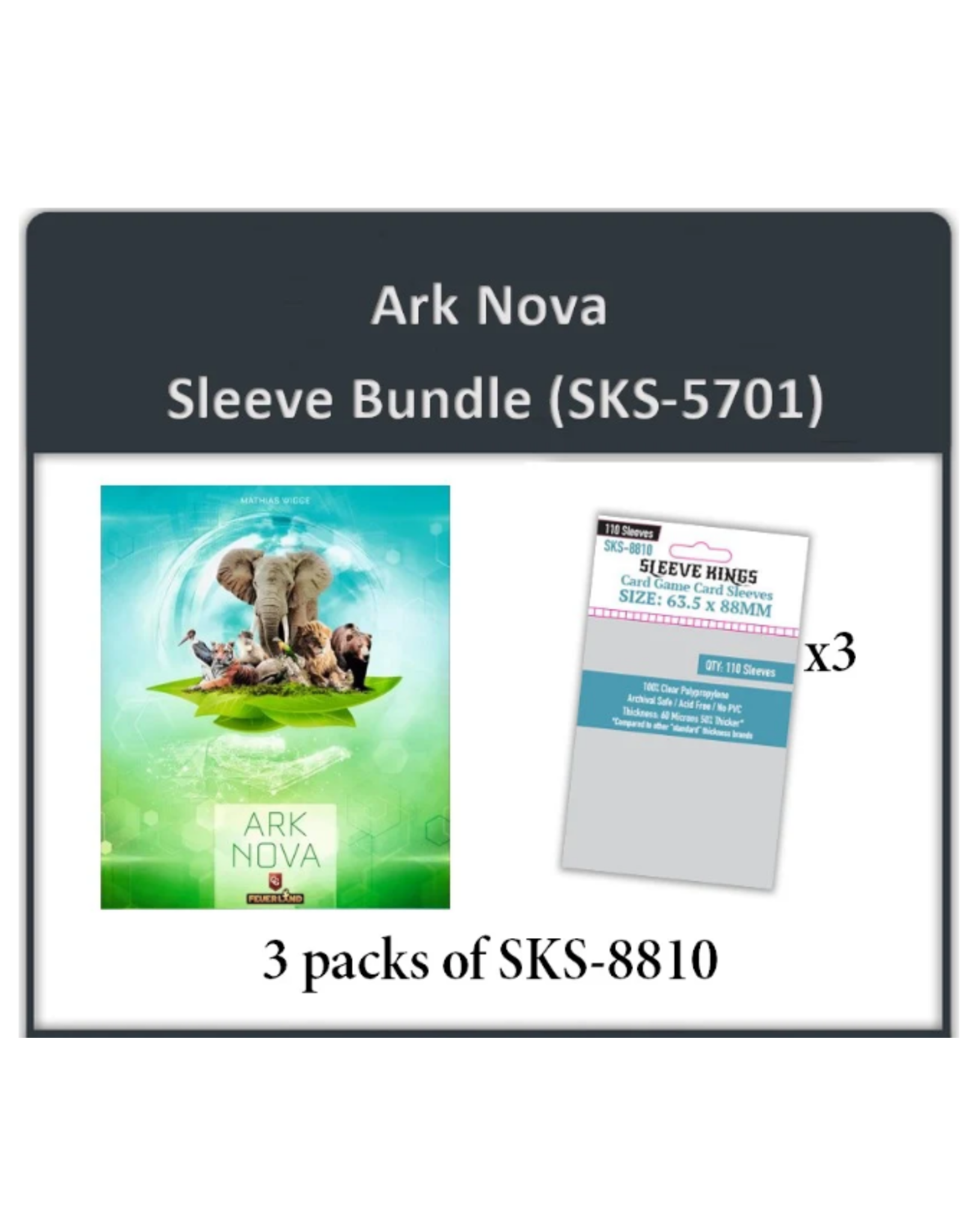 Sleeve King "Ark Nova" Board Game Compatible Card Sleeve Bundle (SKS-8810 X 3)