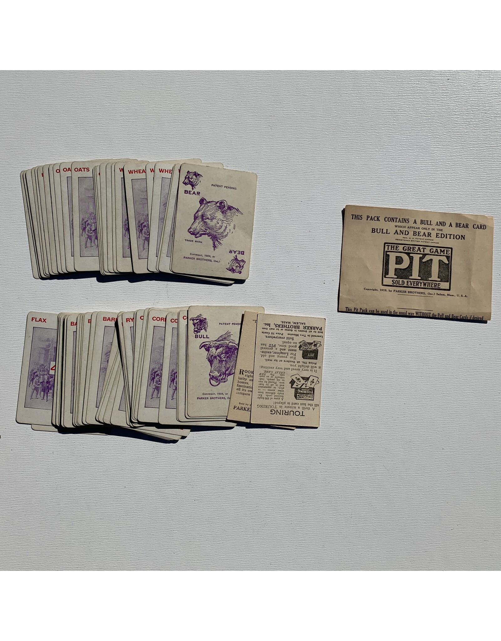 PARKER BROTHERS Pit Used Card Game (1919)