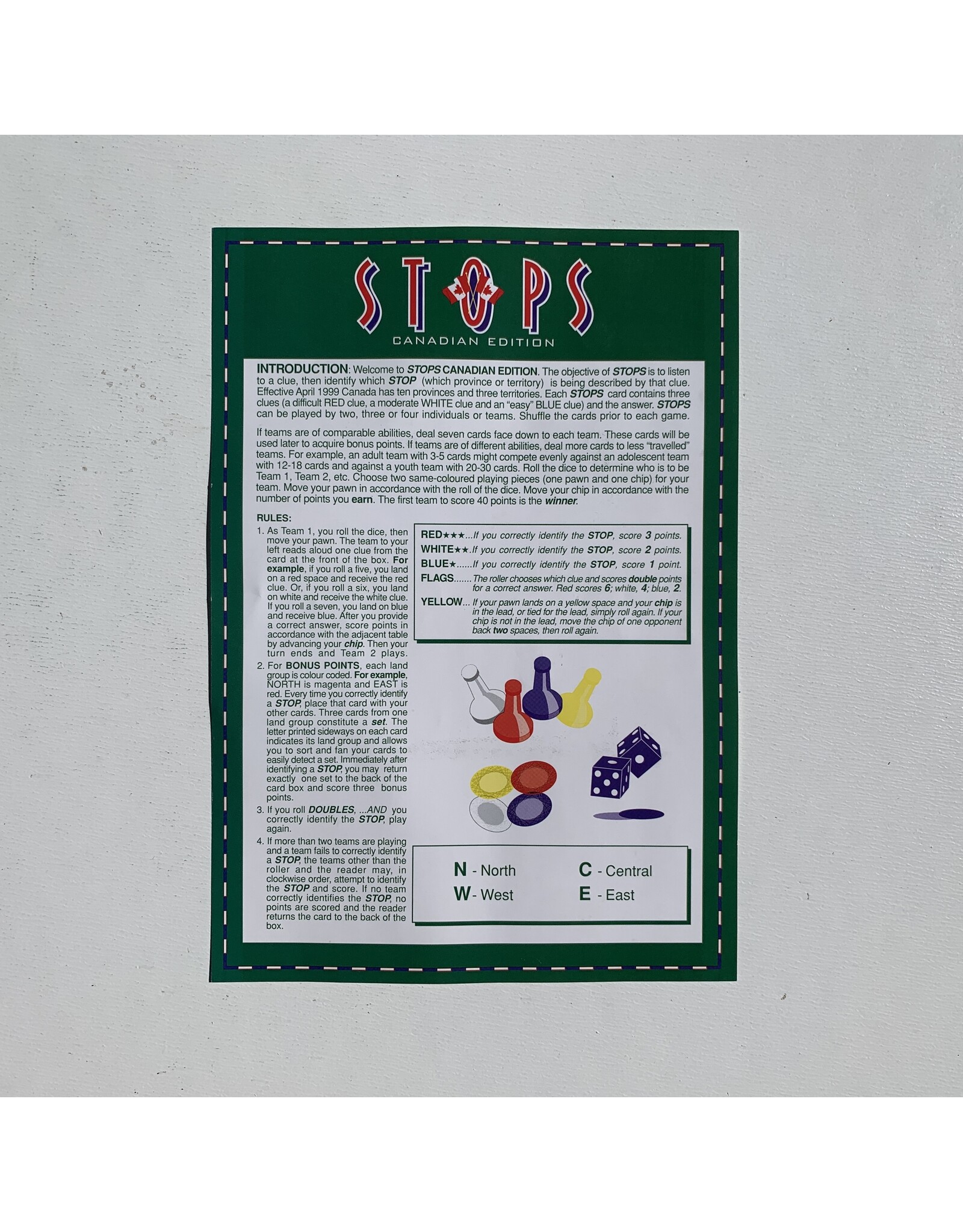 Stops: Canadian Edition Used Board Game (1999)