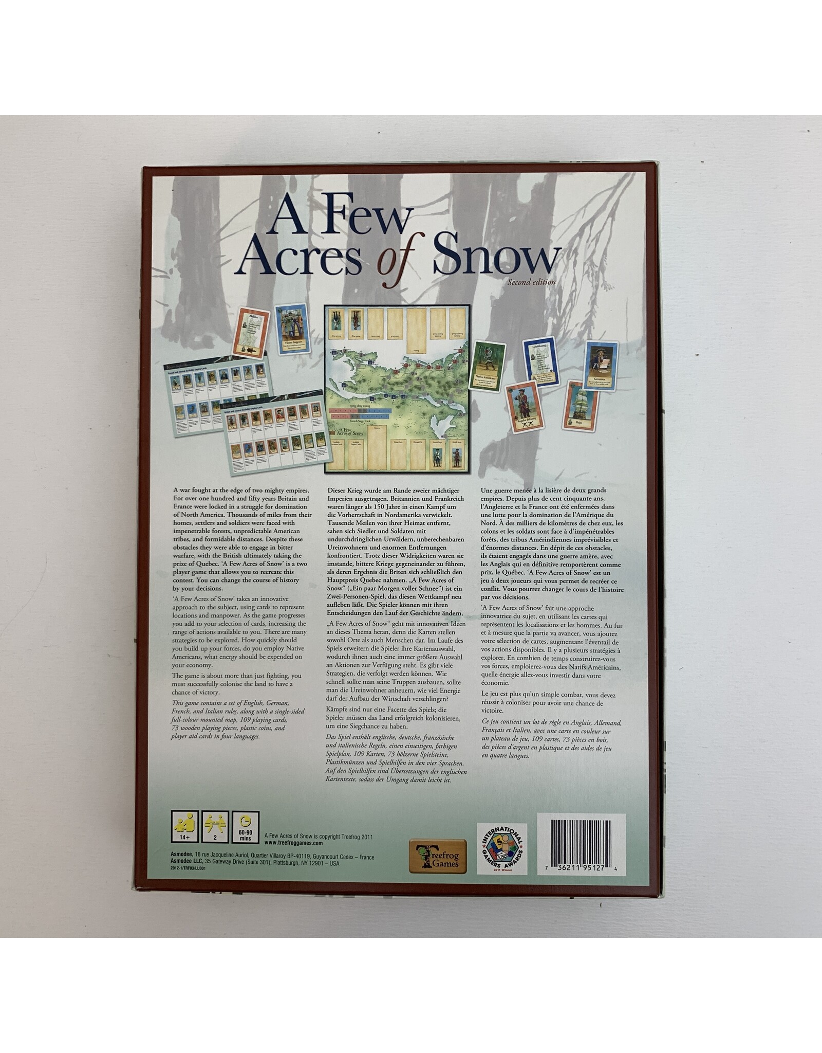 Treefrog Games A Few Acres of Snow unused board game (2011)