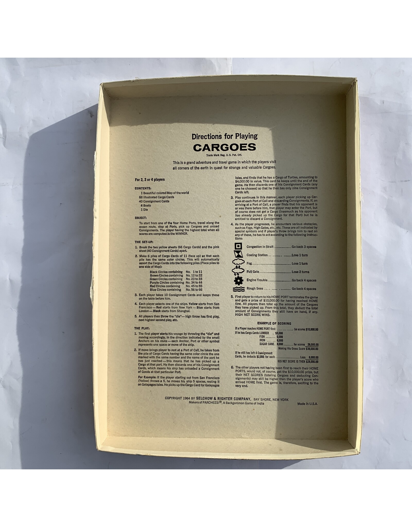 Selchow & Righter Cargoes Used Board Game (1964)