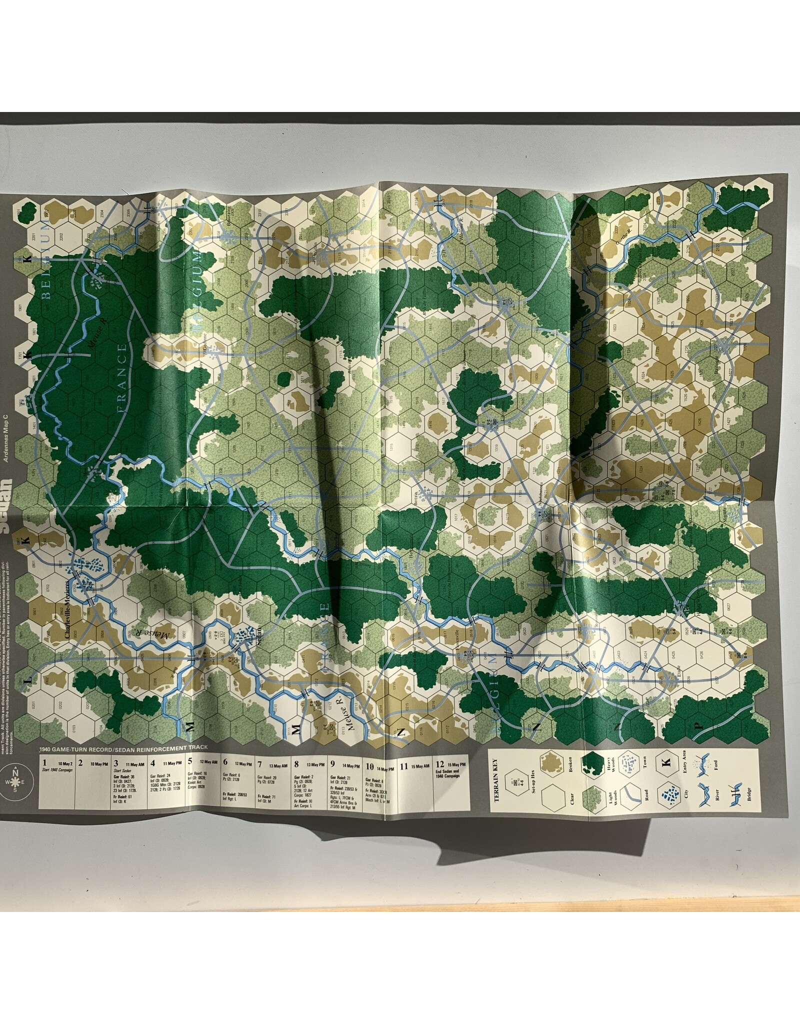 SPI Battles for the Ardennes (1978) (used) (missing 55 pieces from 1944 scenario) (1940 scenario unpunched)