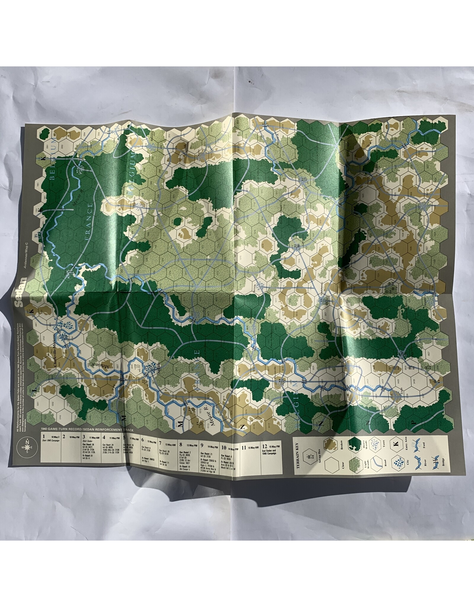 SPI Battles for the Ardennes (1978) (used) (missing 55 pieces from 1944 scenario) (1940 scenario unpunched)