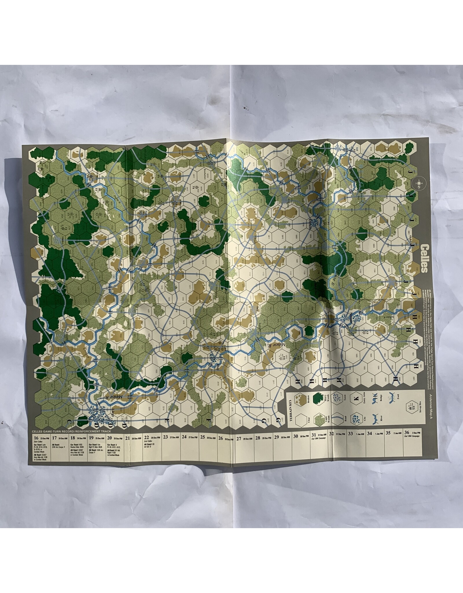 SPI Battles for the Ardennes (1978) (used) (missing 55 pieces from 1944 scenario) (1940 scenario unpunched)