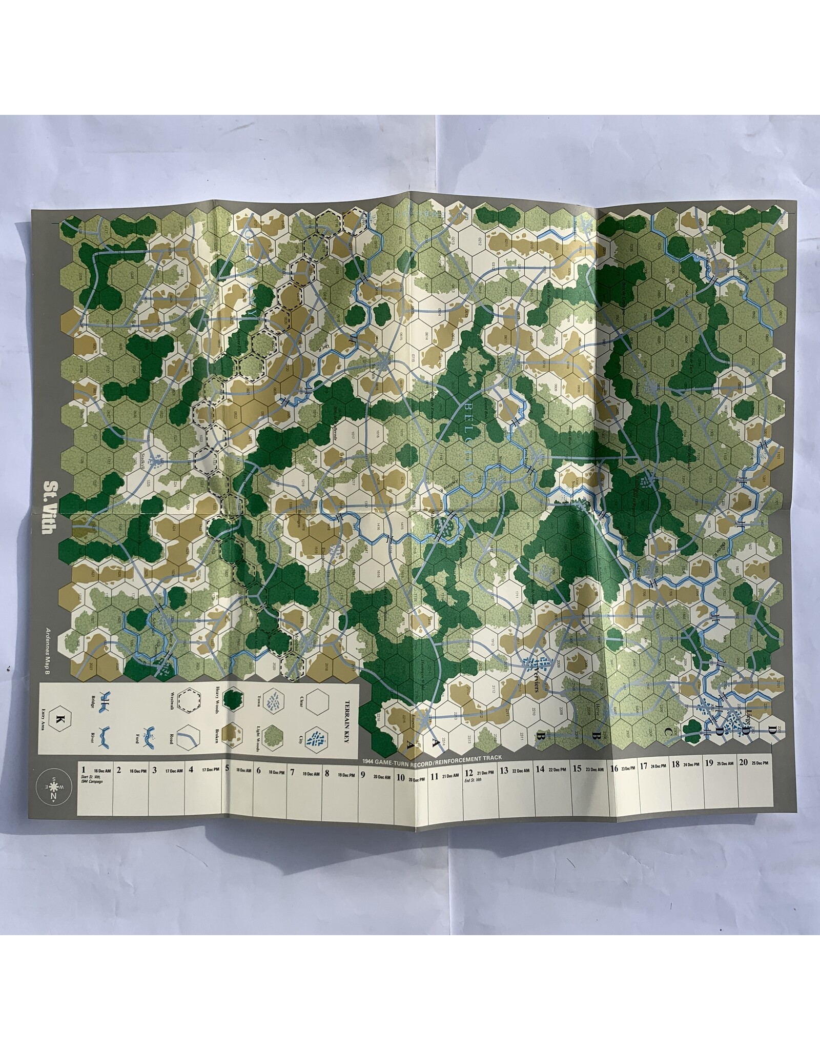 SPI Battles for the Ardennes (1978) (used) (missing 55 pieces from 1944 scenario) (1940 scenario unpunched)