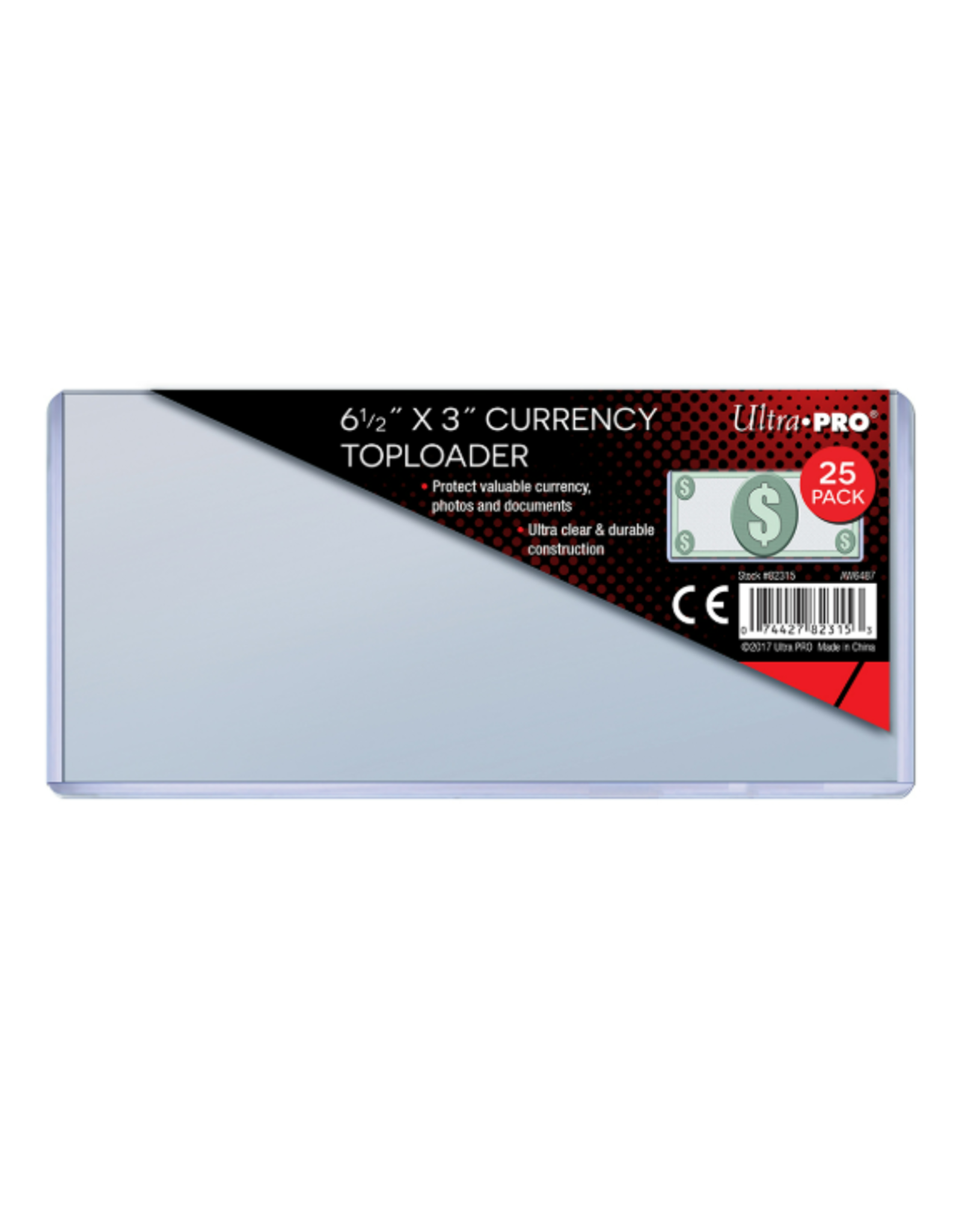 Ultra Pro Regular Currency Toploaders Single Sleeve for 6-1/2" x 3" Bills