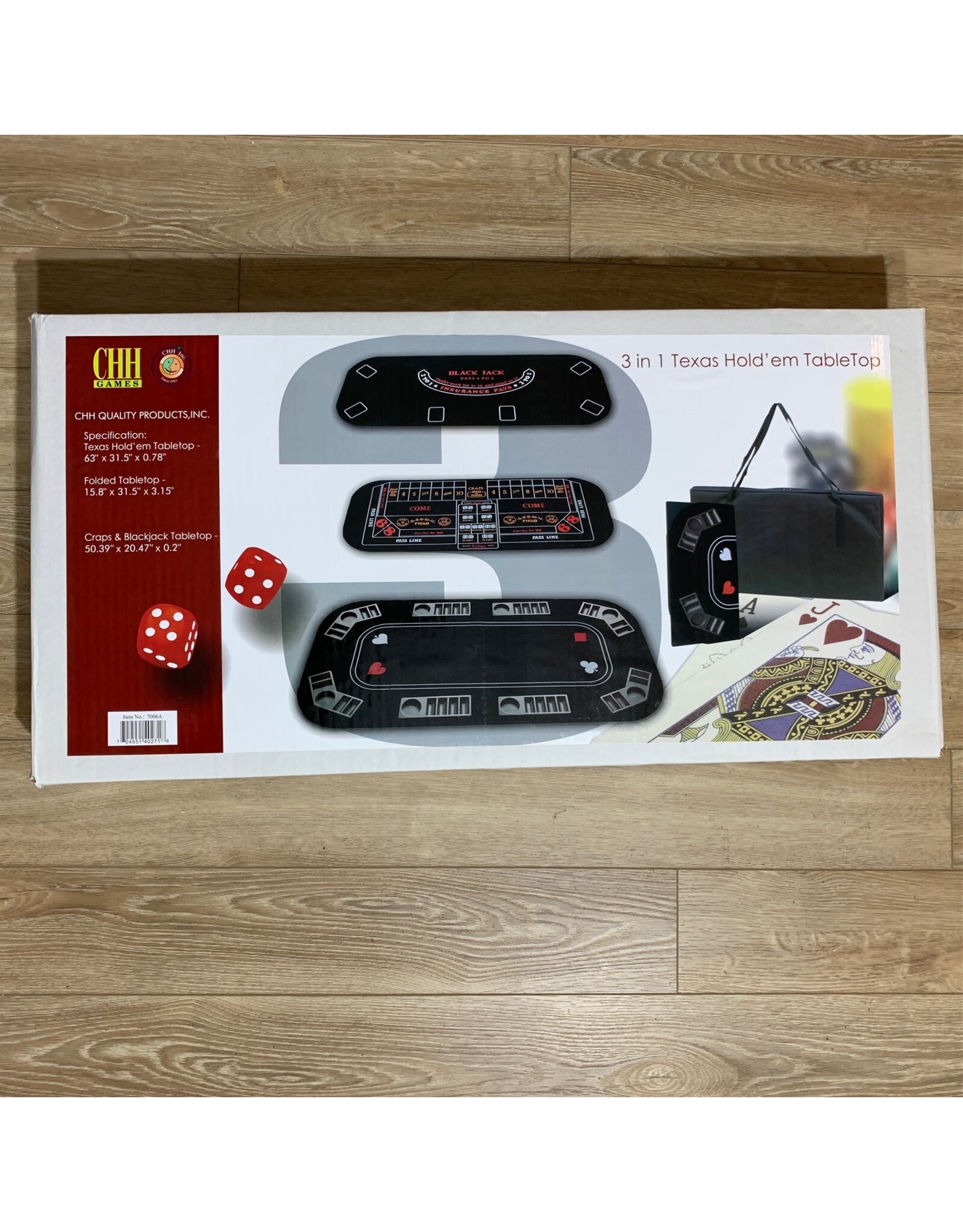CHH Games Texas Hold em  Folded Tabletop with Blackjack and Craps Insert NIB (2011 est.)