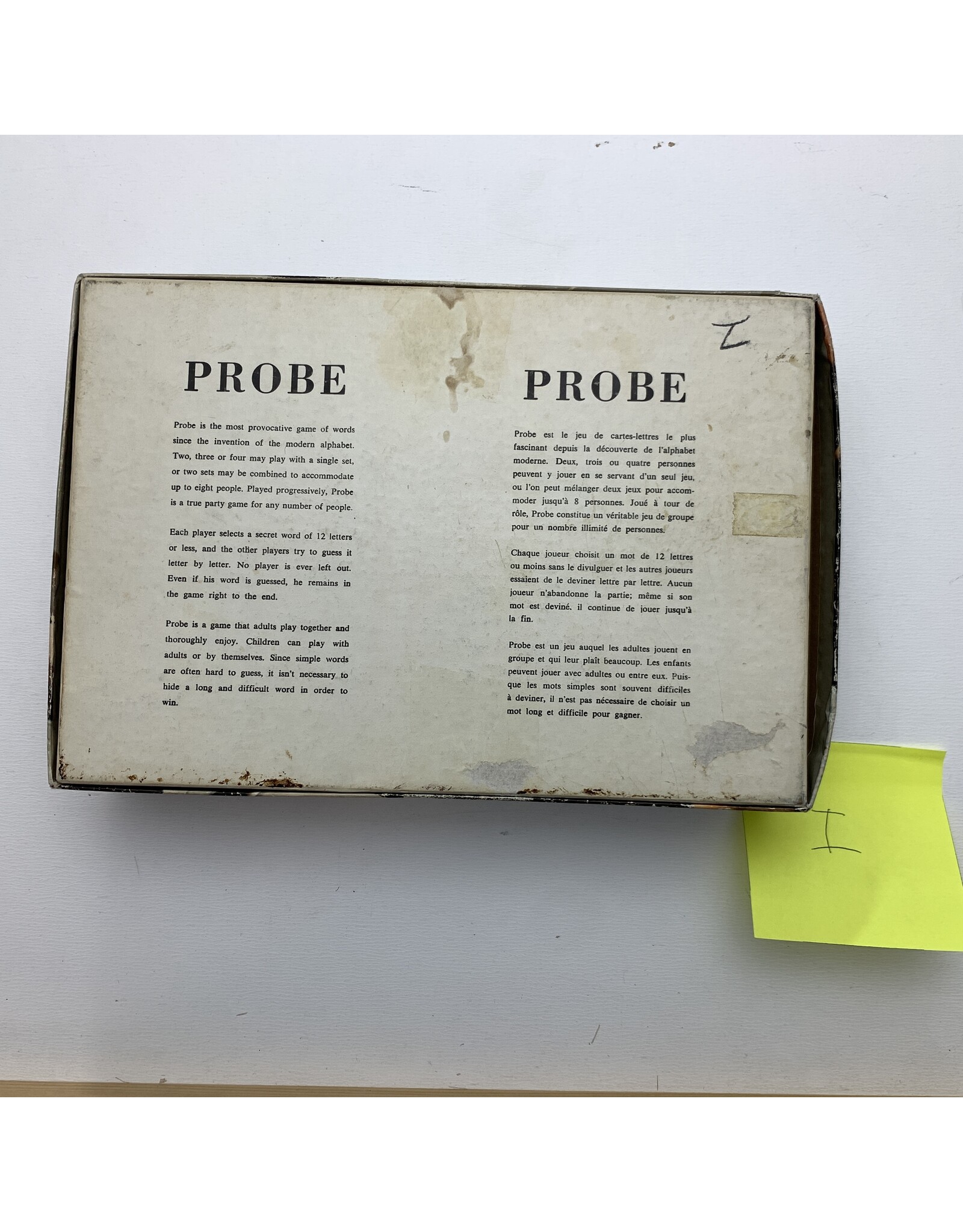 PARKER BROTHERS Copy of Probe Used Board Game  (1964) (A)