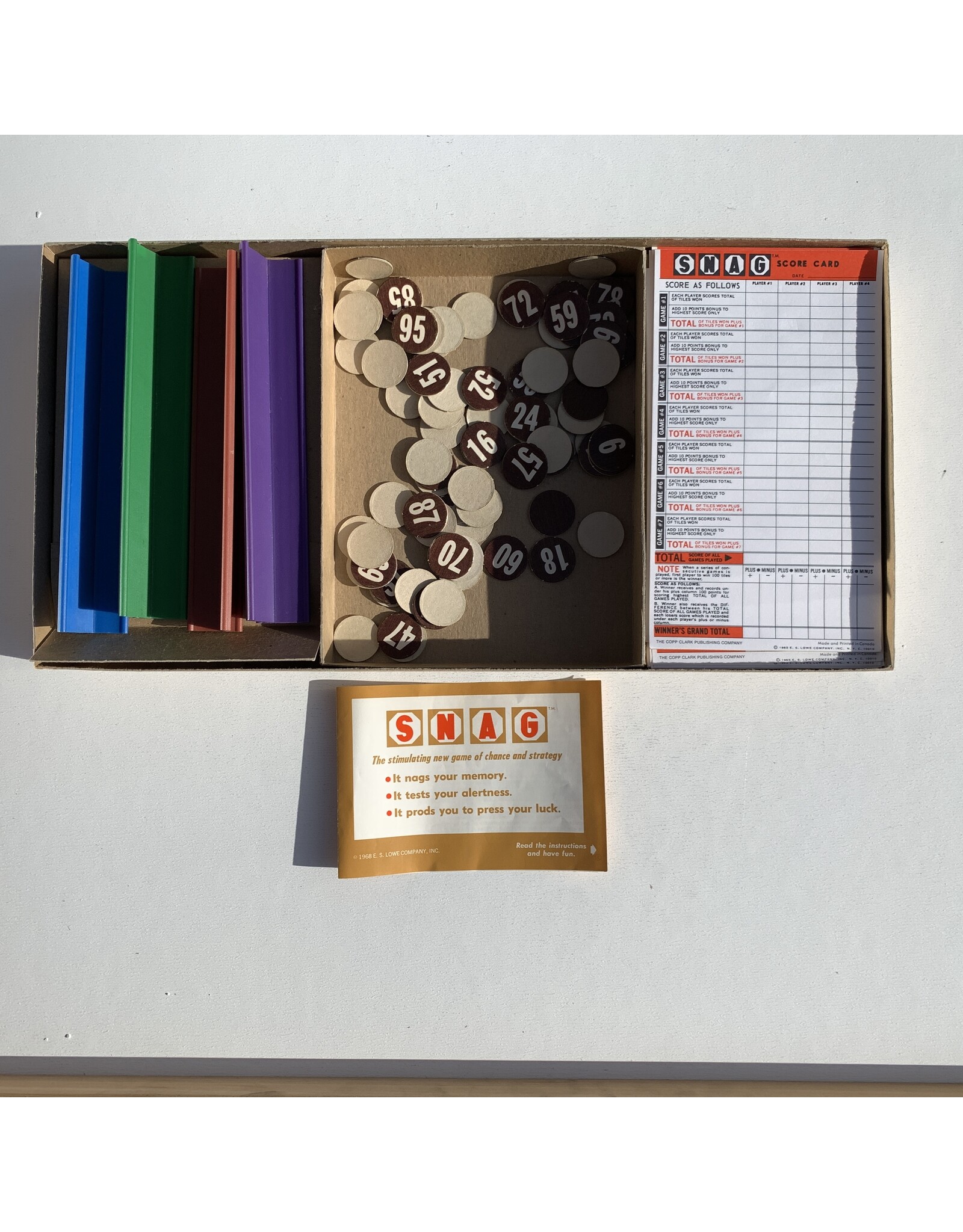 A Copp Clack Game Snag  Used Board Game (1968)