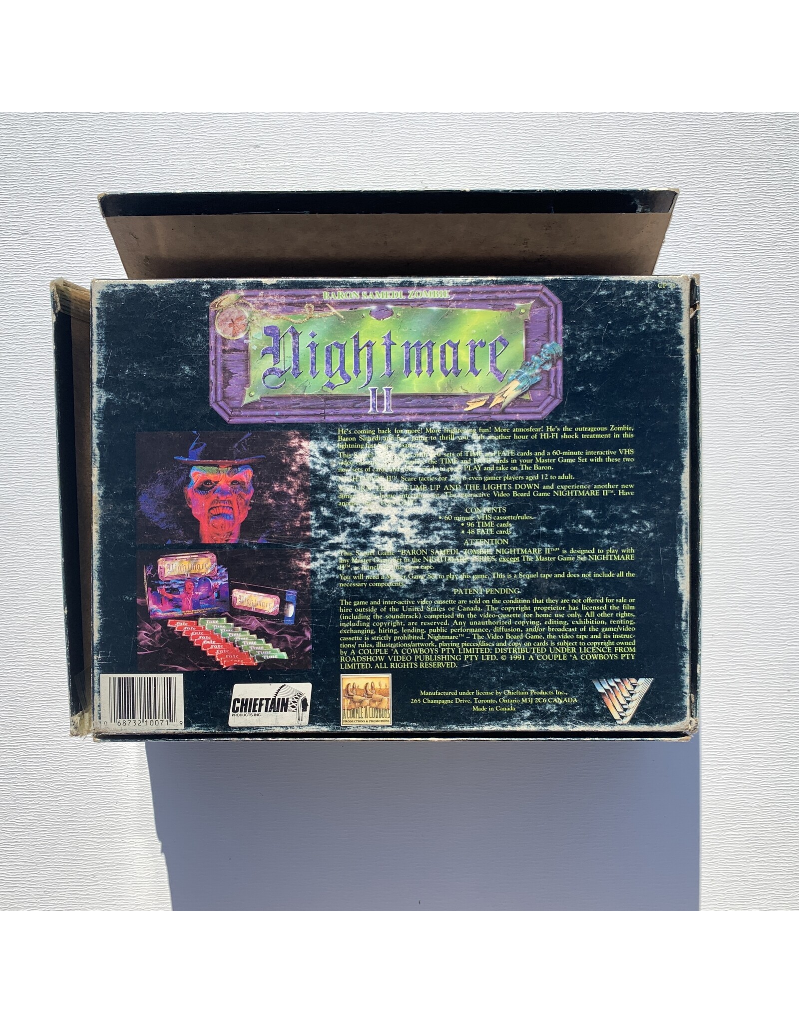 Cheiftain Products Nightmare II Used Board Game (1991) Missing 1 card