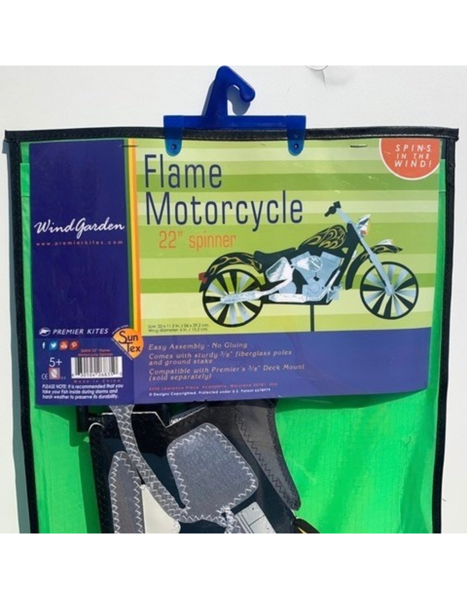 Premier kites 22 in. Motorcycle Spinner - Flame