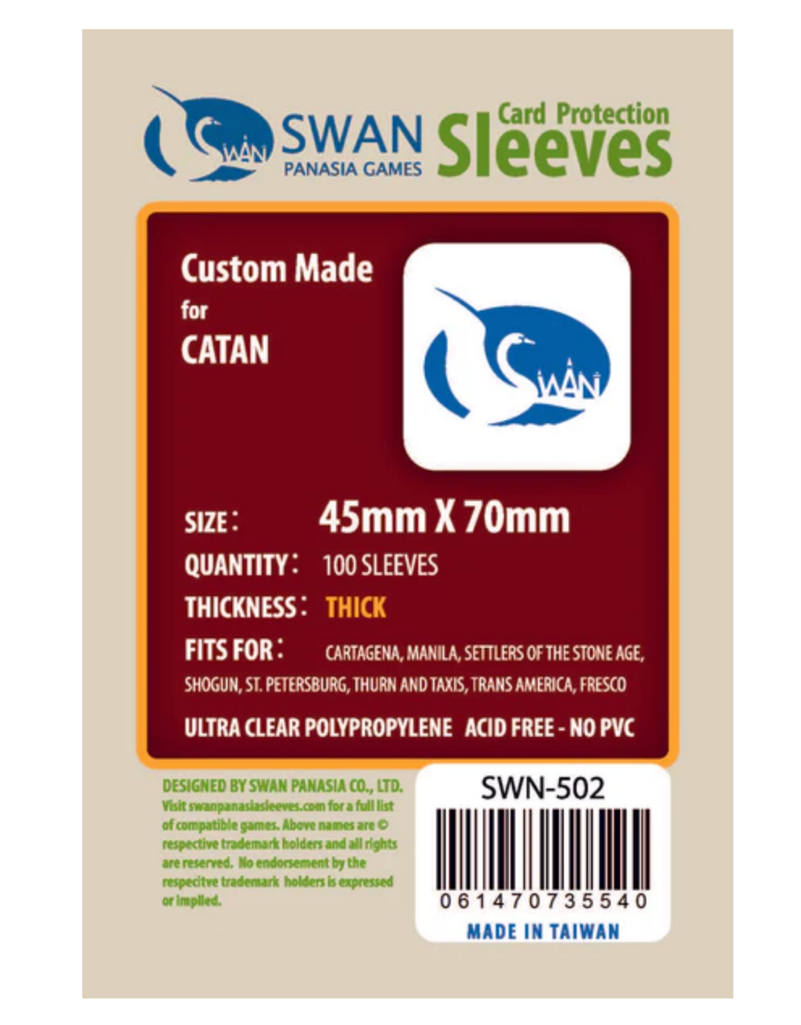 Swan Panasia Games 45x70mm Mini Euro -160 Pack, Thin Sleeves (SWN-006)