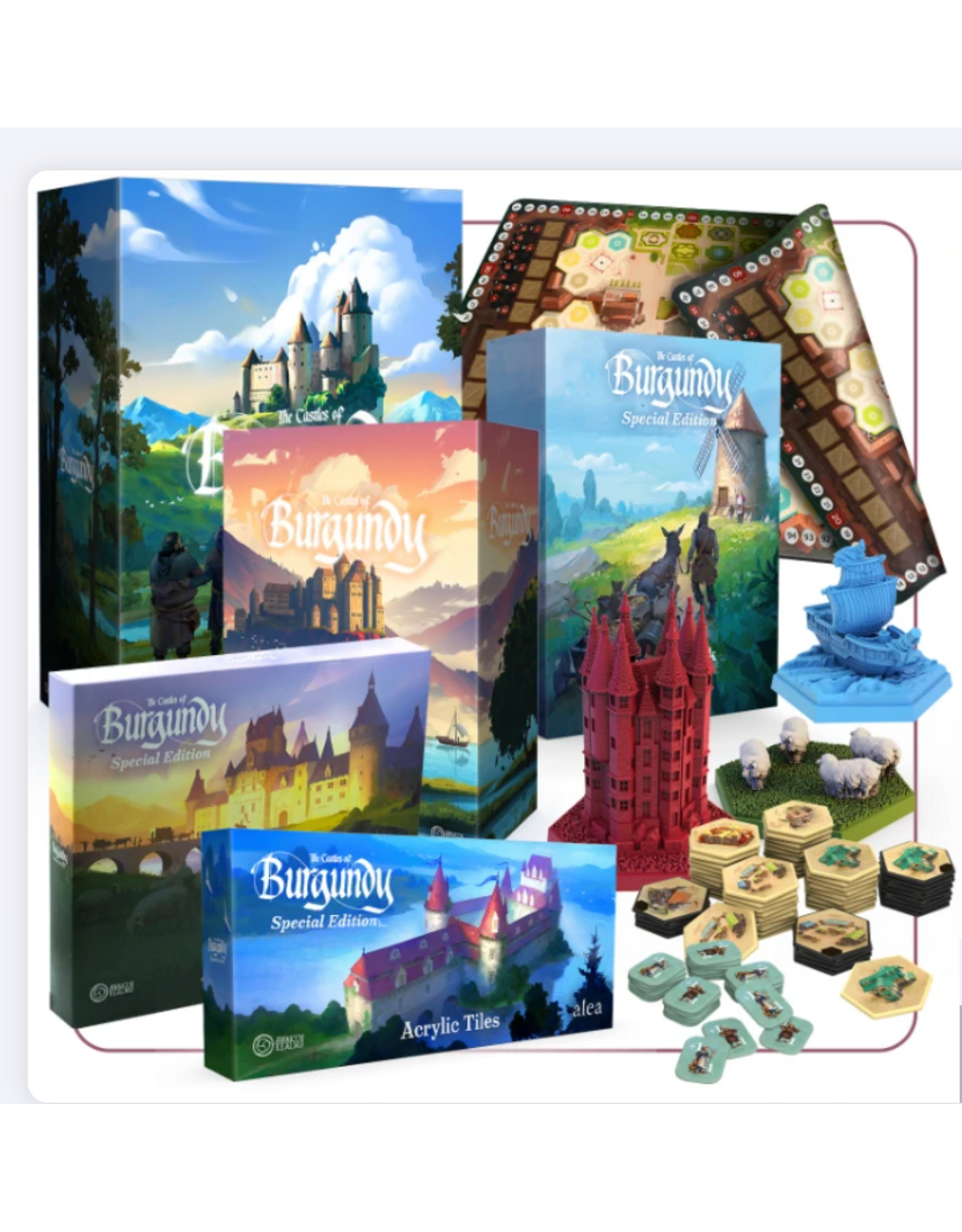 awaken realms The Castles of Burgundy: Special Edition (2023) Bundle  (Acrylic Tiles,  Acrylic hexes, mat and Special edition base game)