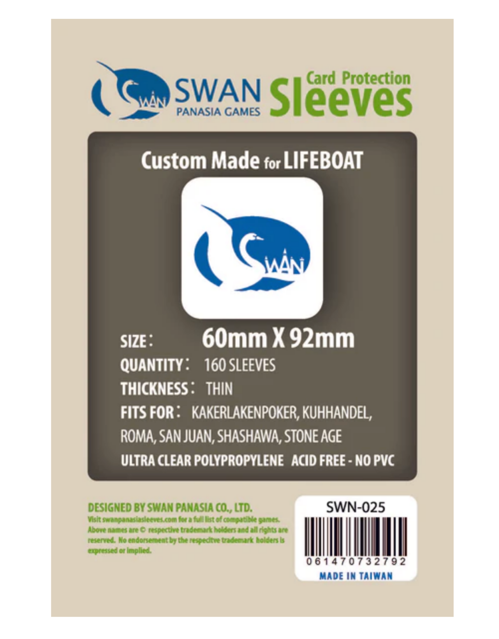 Swan Panasia Games 60x92mm - 160 Pack, Thin Sleeves (SWN-025)