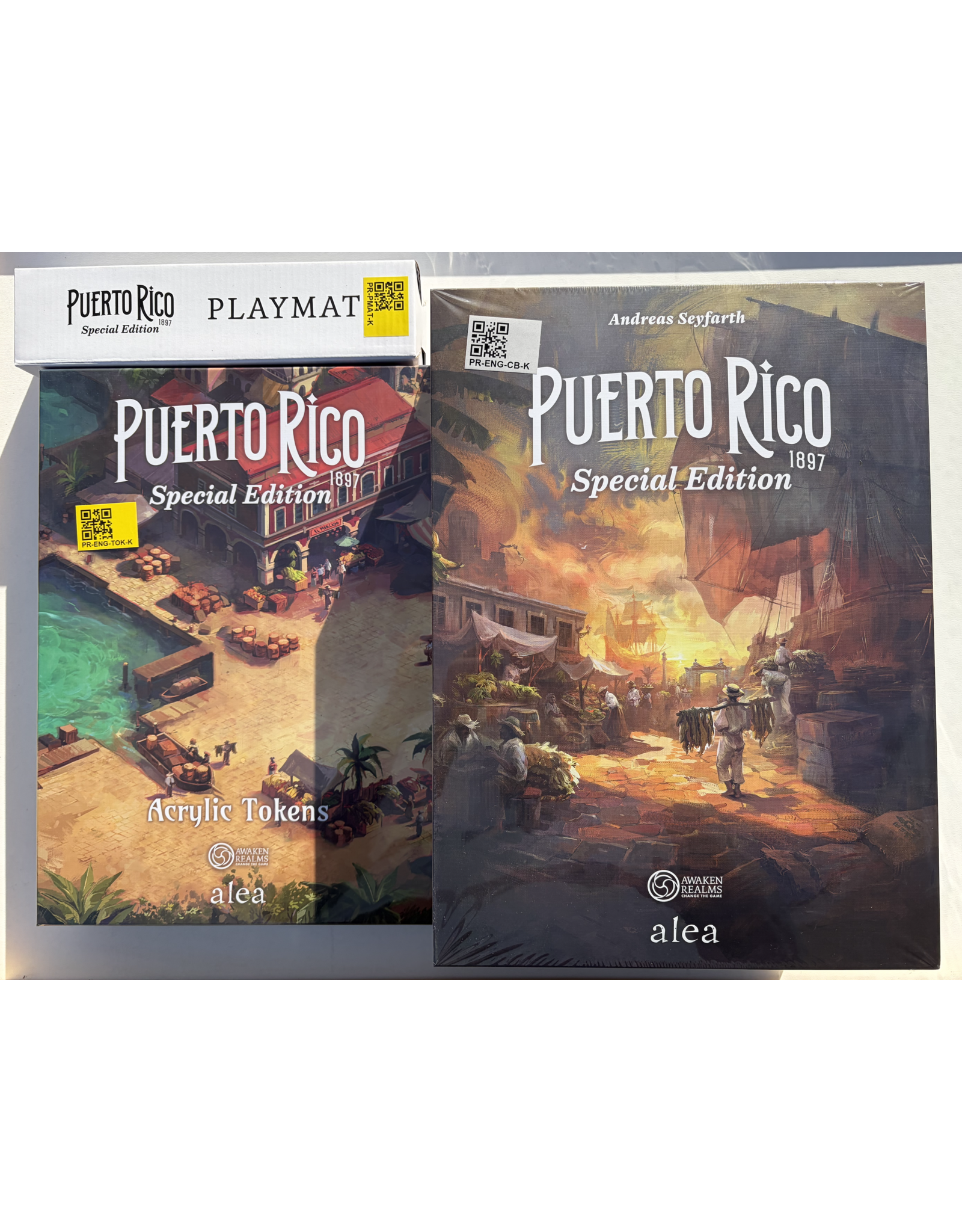 awaken realms Puerto Rico 1897: Special Edition (2025) Merchant's Bundle NIS (Game, Acrylics, Playmat and sleeves)