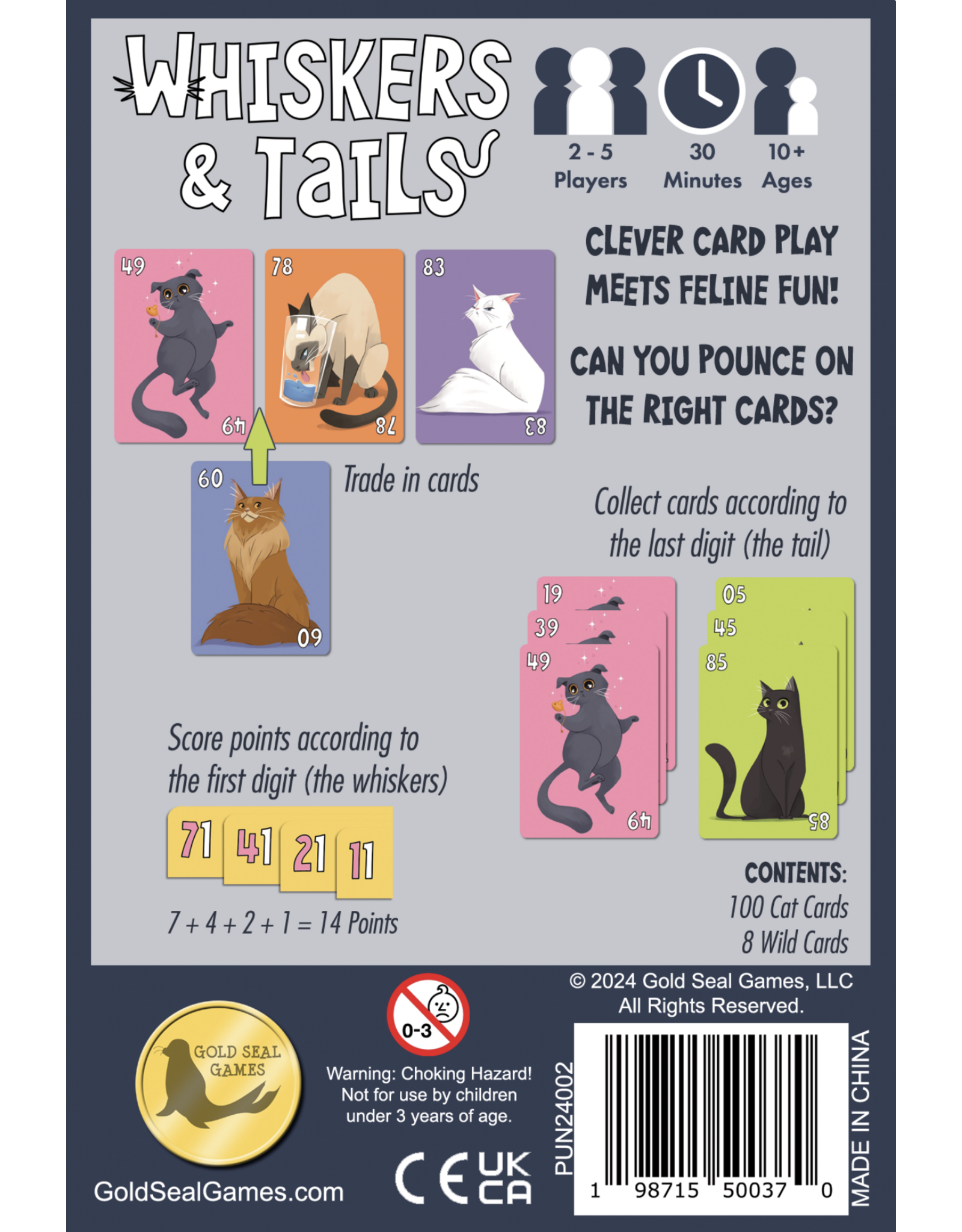 Gold Seal Games Whiskers & Tails (2025) New Sleeved Board Games