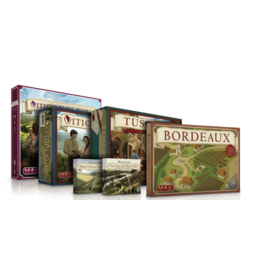Stonemaier Viticulture Essential Edition (2015) Bundle, Tuscany Essential Edition, Viticulture World, Moor Visitors Expansion, Visit from the Rhine Valley, Bordeaux, Wine Crate and MDG sleeves