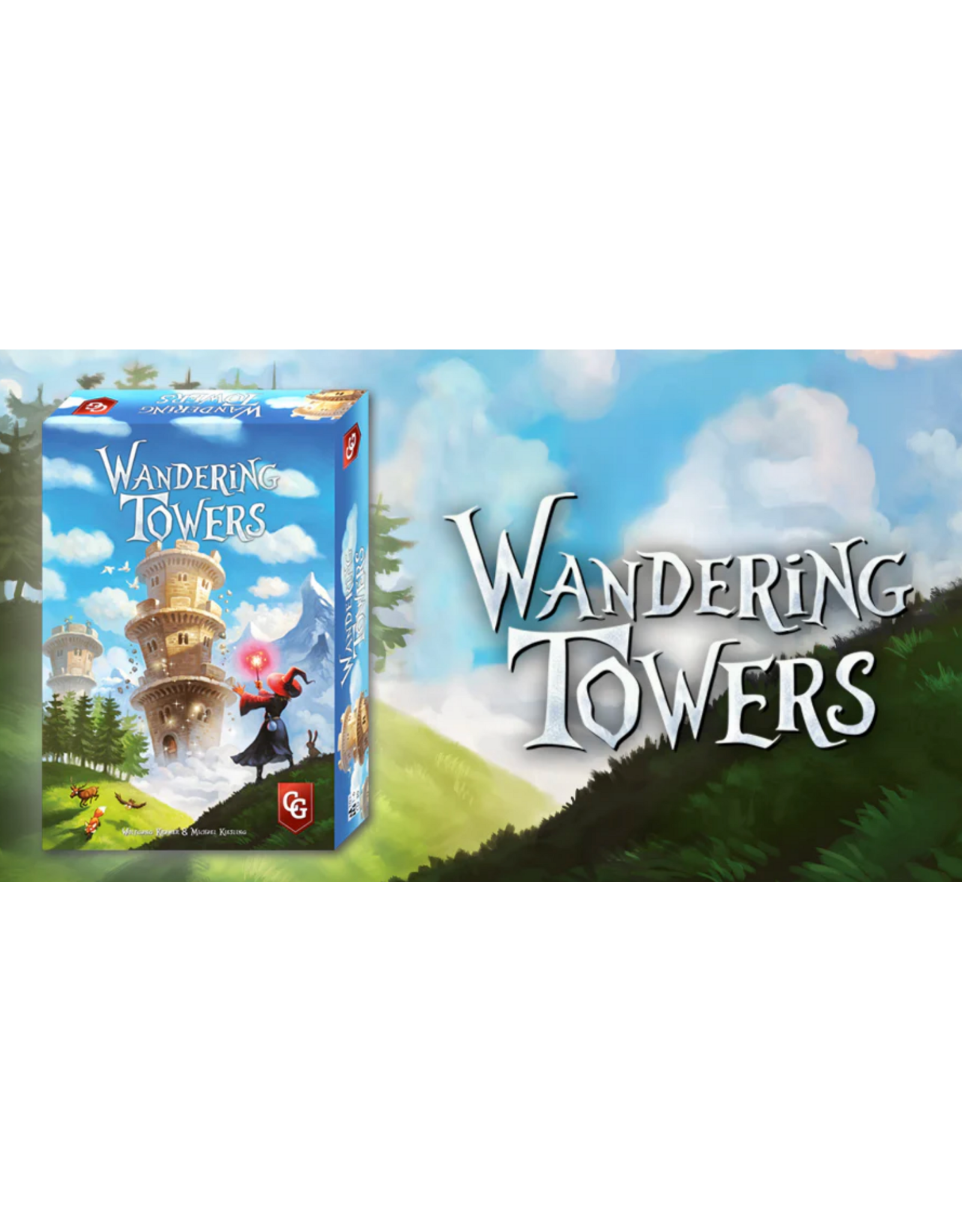 Capstone Games Wandering Towers (2022) Bundle With Base Game, Playmats, Mini Spells 1 expansion and Sleeves.
