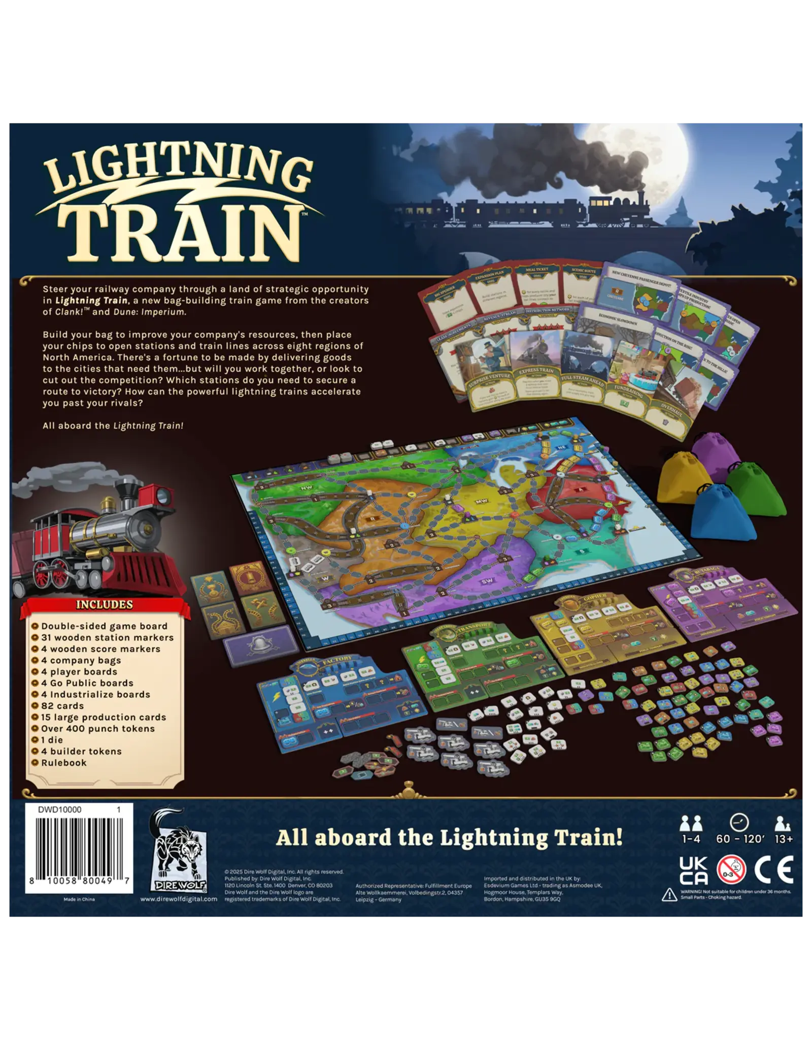 Dire Wolf Lightning Train (2025) NEW Sleeved Board Game
