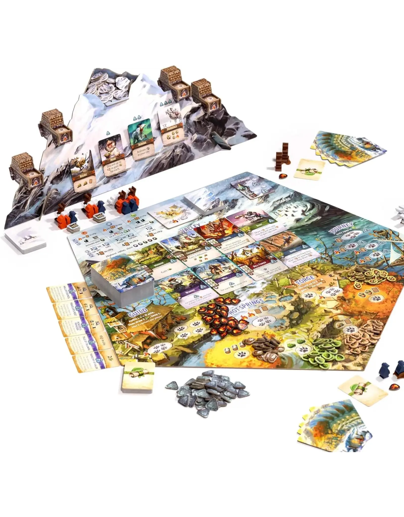 Starling Games Everdell Silverfrost Essentials Edition (2025) Bundle With Wooden Mountain and Sleeves
