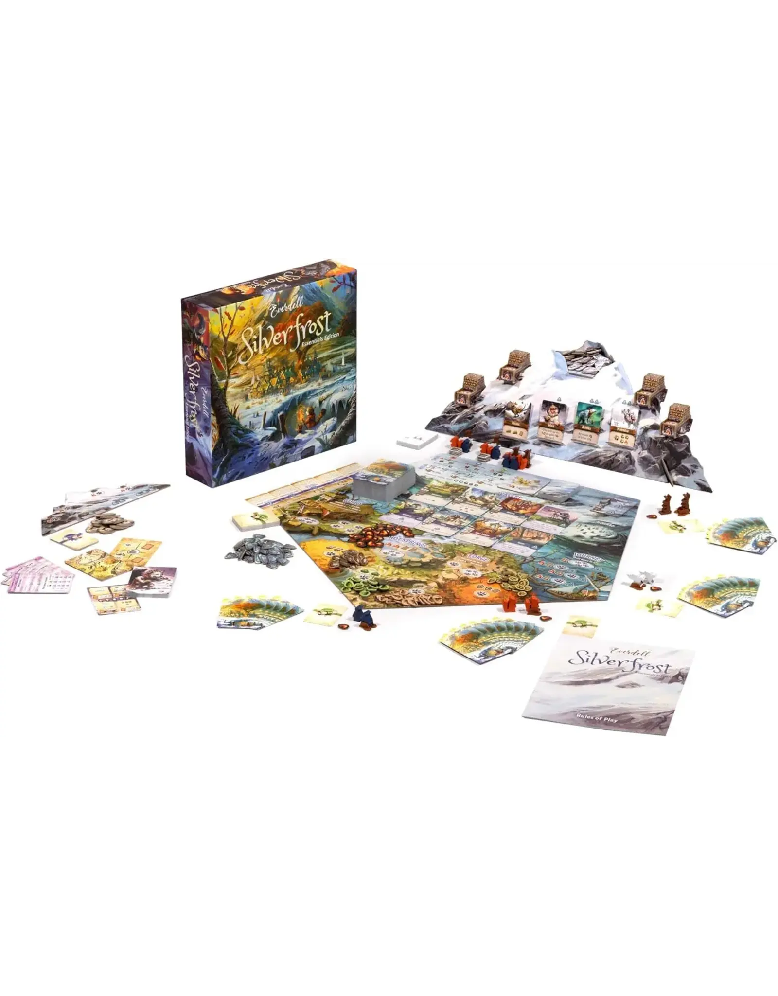 Starling Games Everdell Silverfrost Essentials Edition (2025) Bundle With Wooden Mountain and Sleeves