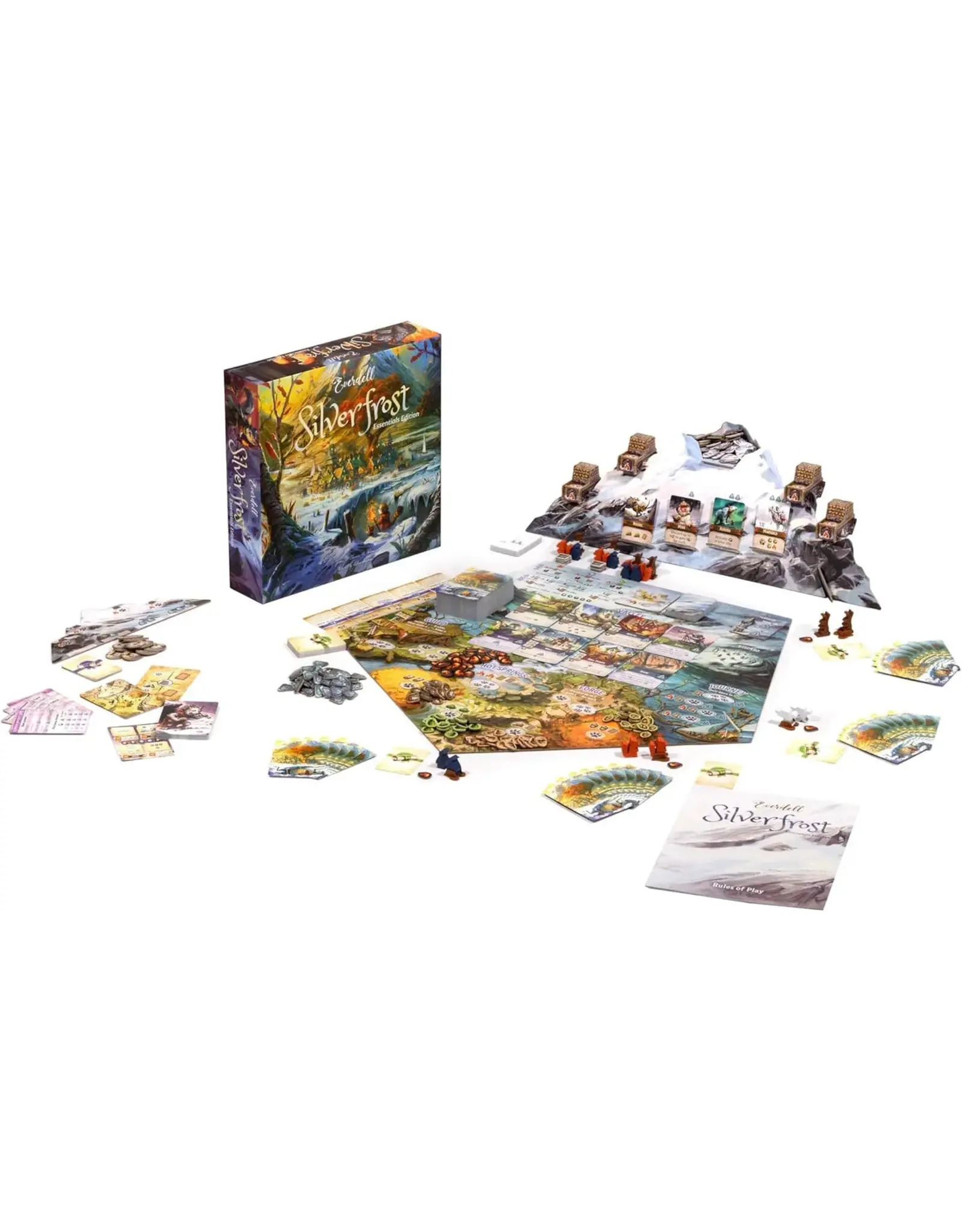 Starling Games Everdell Silverfrost Essentials Edition (2025) Bundle With Deluxe Resource Vessels and Sleeves