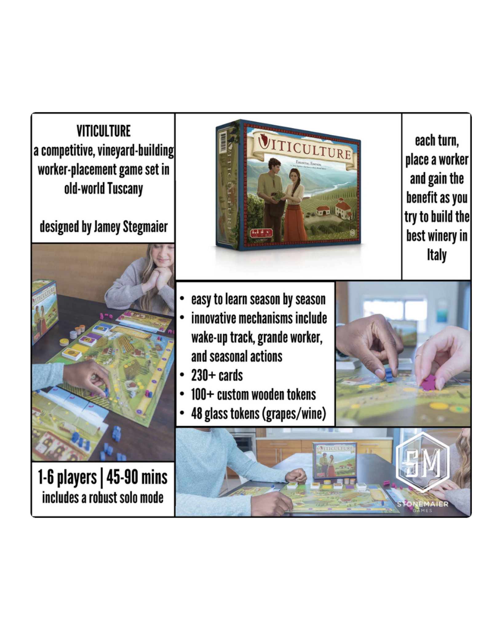 Stonemaier Viticulture Essential Edition (2015) Bundle, Base Game, Tuscany and MDG Sleeves