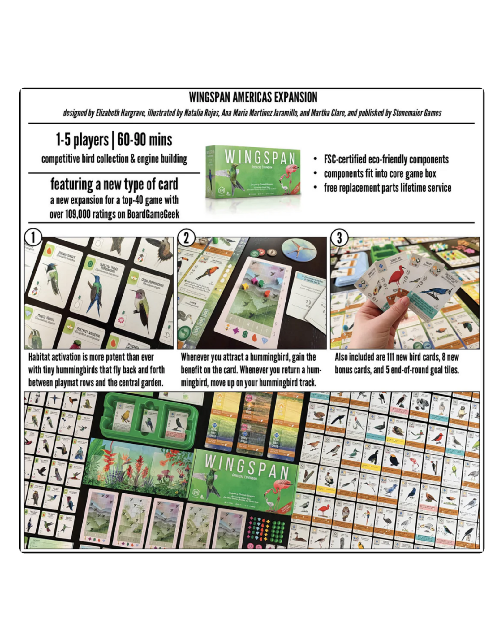 Stonemaier Wingspan (2019)  Bundle Asia, European, Oceania expansions, Fan Designed Card Packs Set 1, 1 WIngspan Playmat, Folded Space Insert, Sleeves