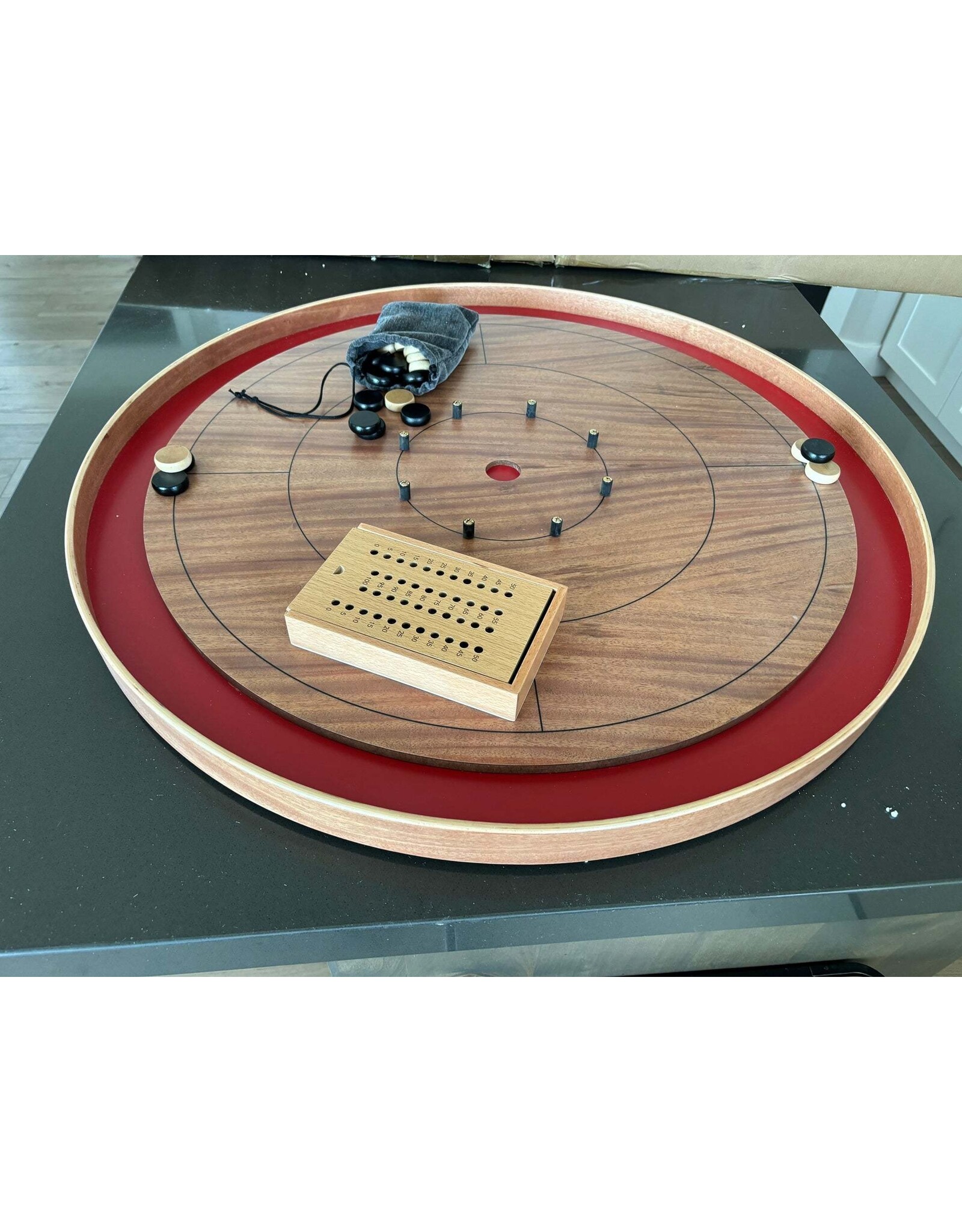 Mayday Games Mahogany ELITE Edition Crokinole Board (Red Ditch)