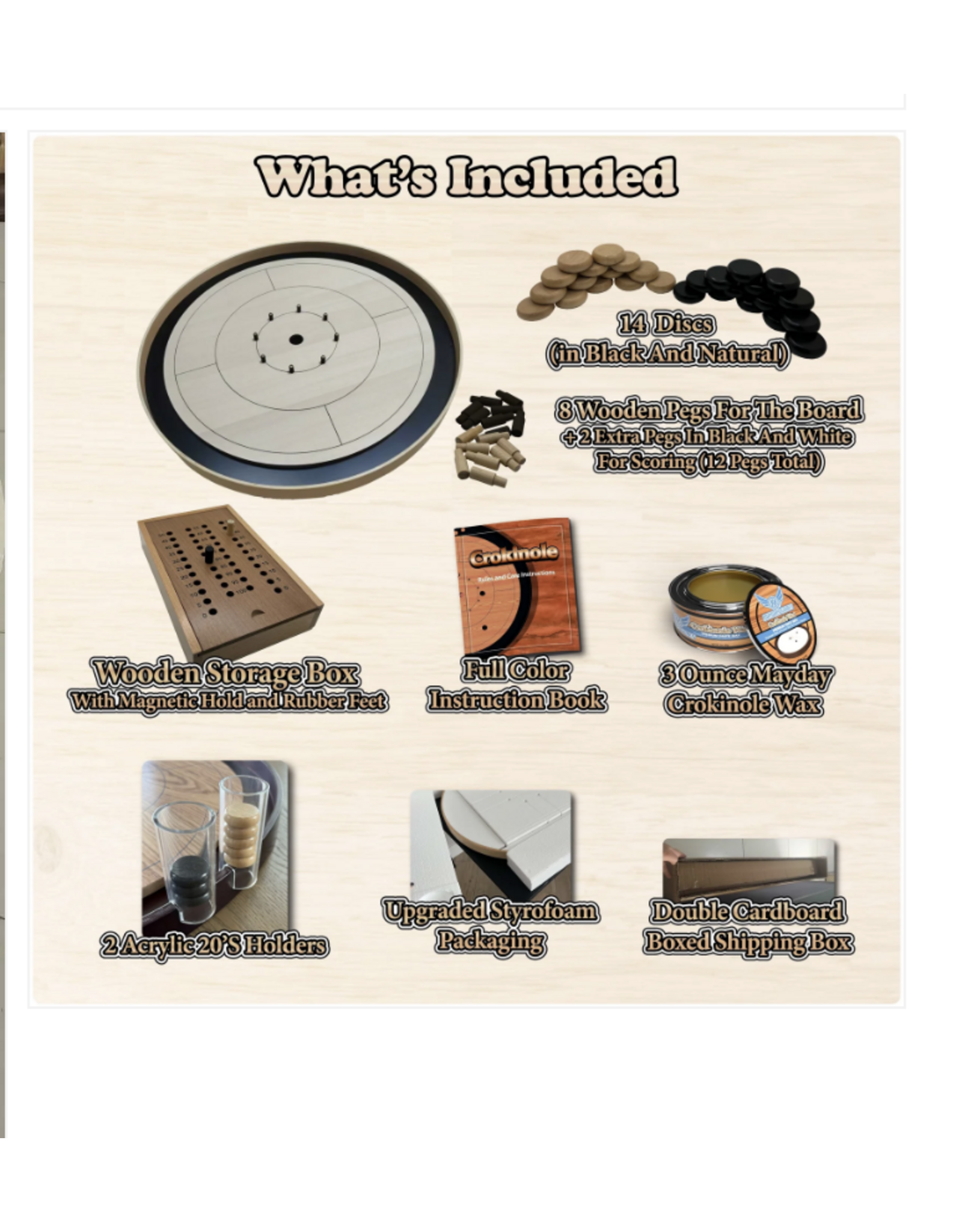 Mayday Games Beech ELITE Edition Crokinole Board Black Ditch