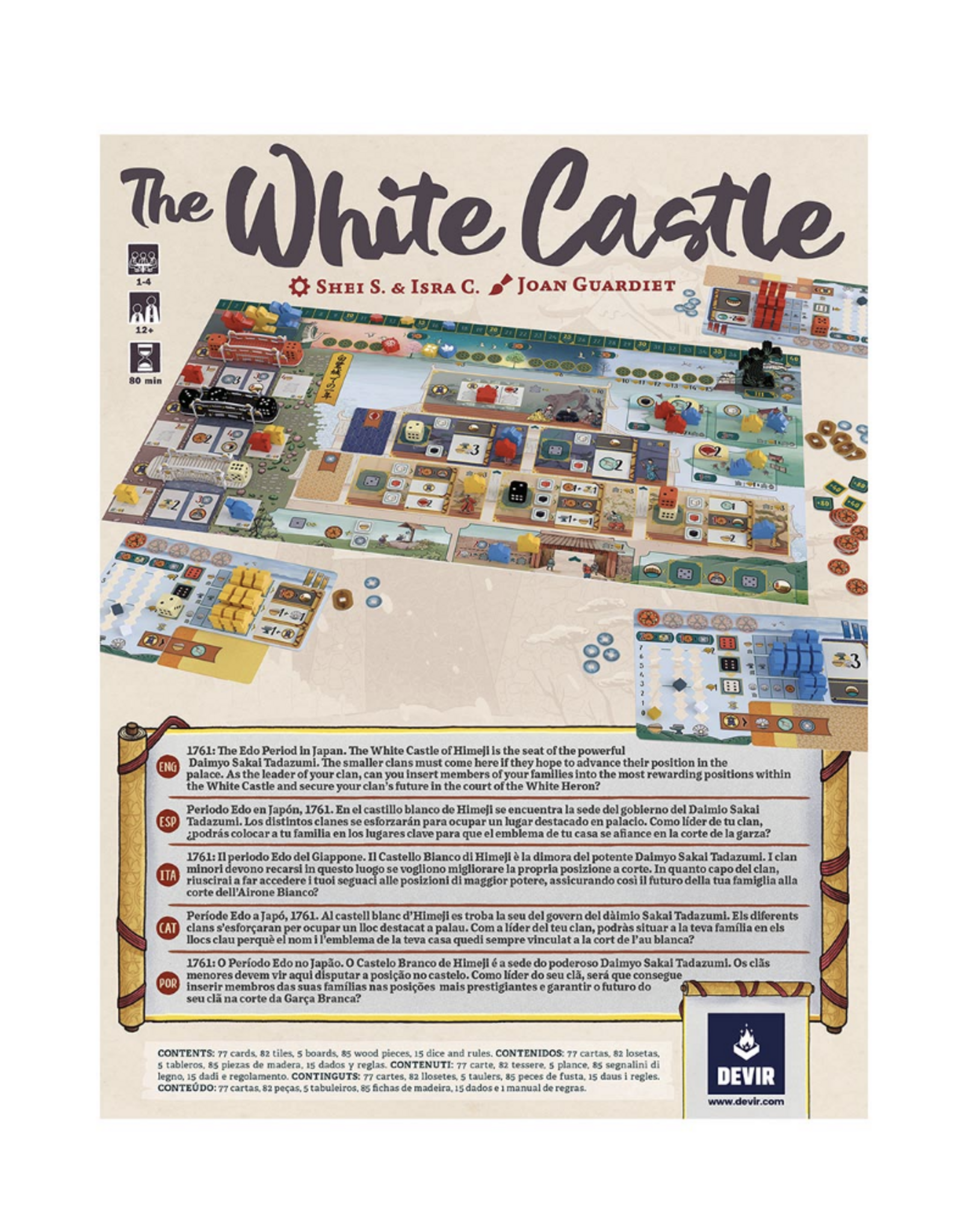 Devir The White Castle Bundle (2023) NIS Board Game with Sleeves, and Matcha expansion