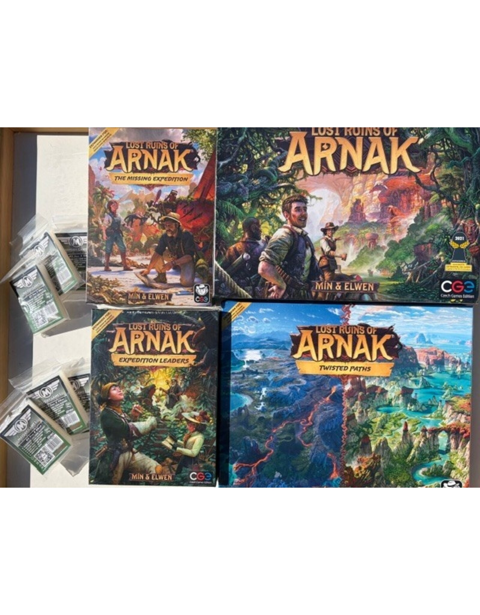 Czech Games Edition Lost Ruins of Arnak Bundle, Base Game + Expedition Leaders + The Missing Expedition + Twisted Paths Expansions NIS Fully Sleeved