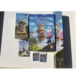 Capstone Games Wandering Towers (2022) Bundle With Base Game + Playmats + Mini Spell 1 Expansion +The Magic Tower (NIS) Fully Sleeved