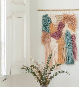 Teal & Coral Latch Hook Kit - fibre space