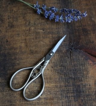 NNK Floral Tear Drop Scissors-Antique Silver