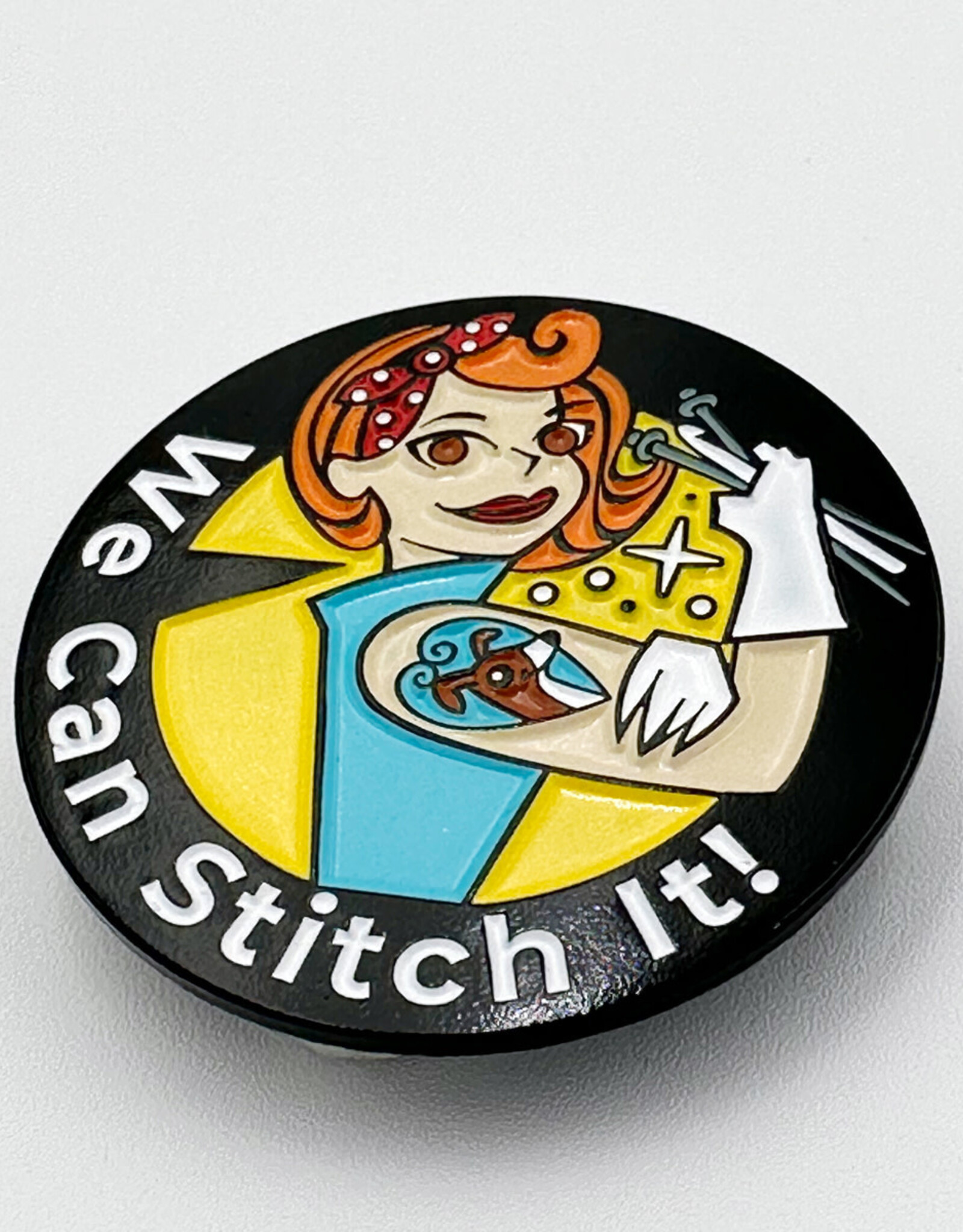 fibre space fibre girl Rosie - We Can Stitch It! enamel pin