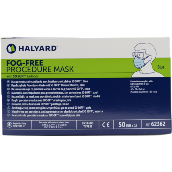 Halyard Halyard 62362 Fog-Free Procedure Mask, Blue, 50/Box