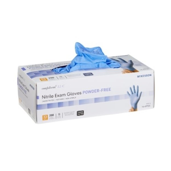 McKesson McKesson 14-6972C Confiderm 3.5C Nitrile Exam Gloves, Powder-Free, X-Small, 200/Box