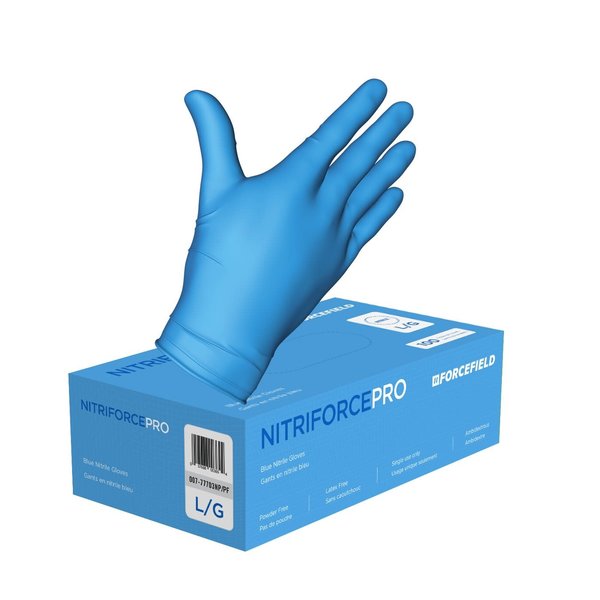 LatoPlast Nitriforce Pro Blue Nitrile Glove, Industrial,  Large,  77703NPPF