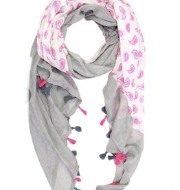 Saachi paisley patterned cotton scarf with fringe