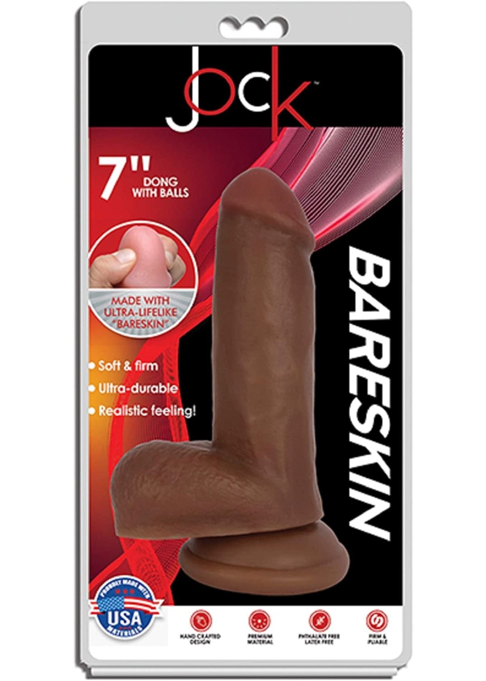 Curve Jock Bareskin Realistic Dong With Balls 7in - Caramel