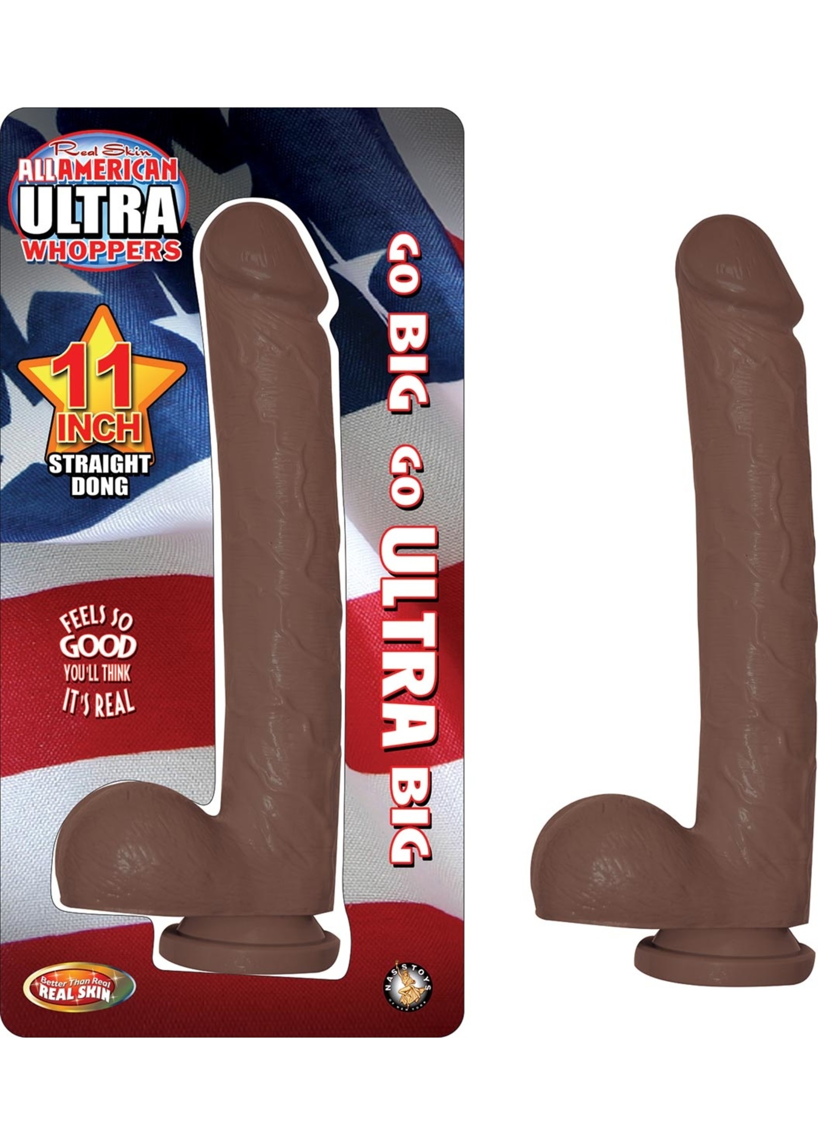 Nasstoys All American Ultra Whoppers Realistic Straight Dong Waterproof Brown 11 Inch