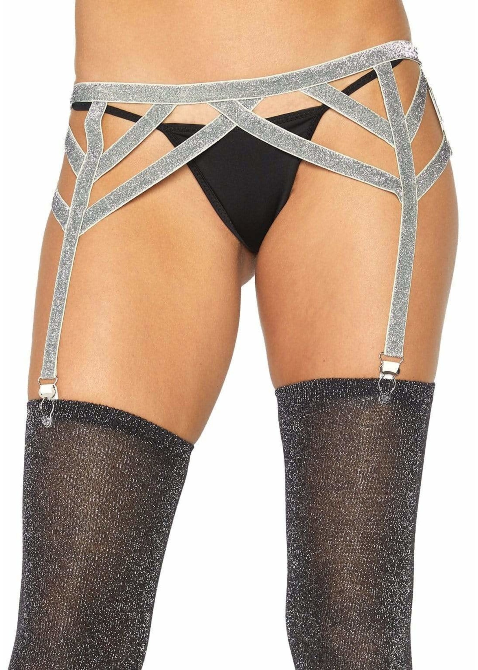 Leg Avenue Shimmer lurex elastic garter belt