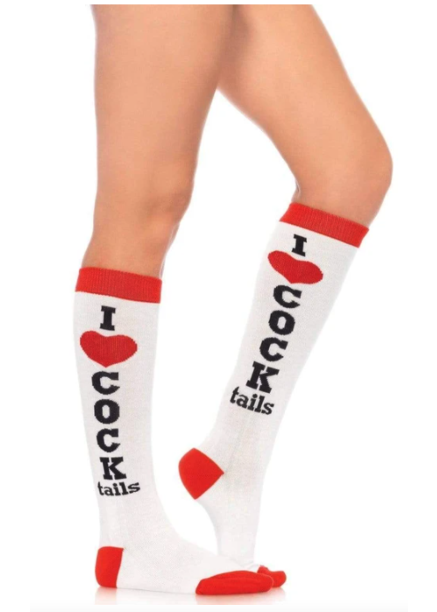 Leg Avenue Cocktails Acrylic Knee Socks O/S WHITE/RED
